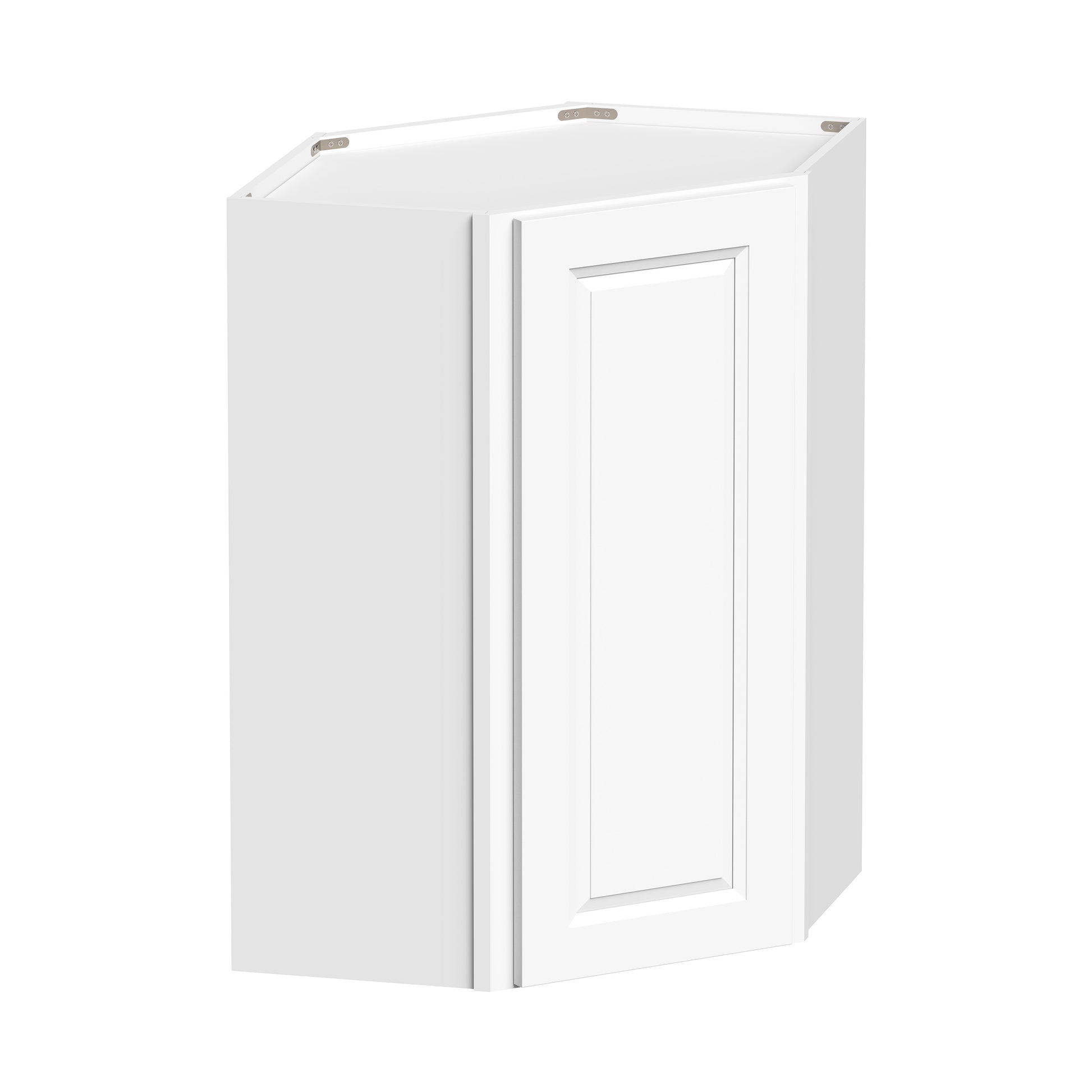 Glacier White RTA 24"W x 12"D x 30"/36"H Wall Diagonal Corner Cabinets With 1 Door & 2 Shelves