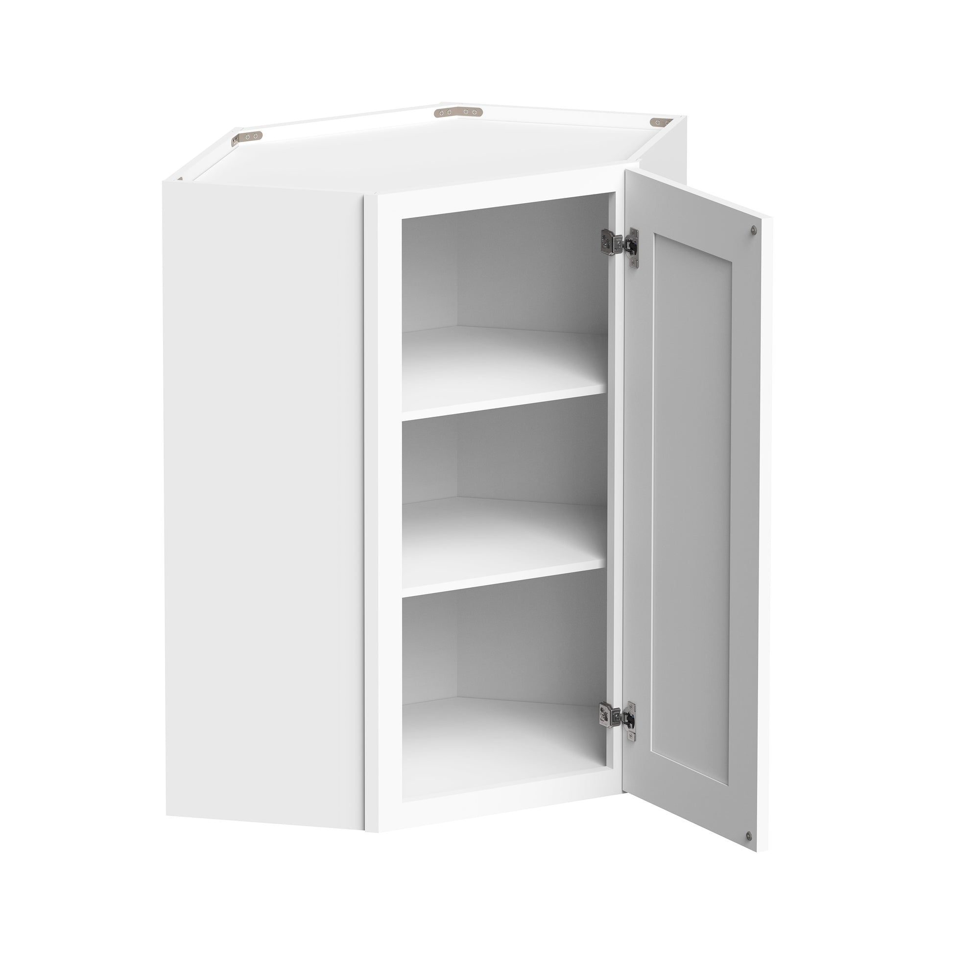 Glacier White RTA 24"W x 12"D x 30"/36"H Wall Diagonal Corner Cabinets With 1 Door & 2 Shelves