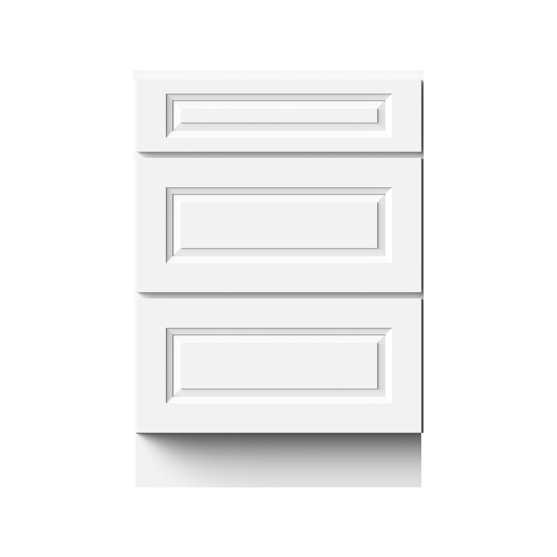 Glacier White RTA 12"-36"W x 24"D x 34.5"H Drawer Base Cabinets With 3 Drawers
