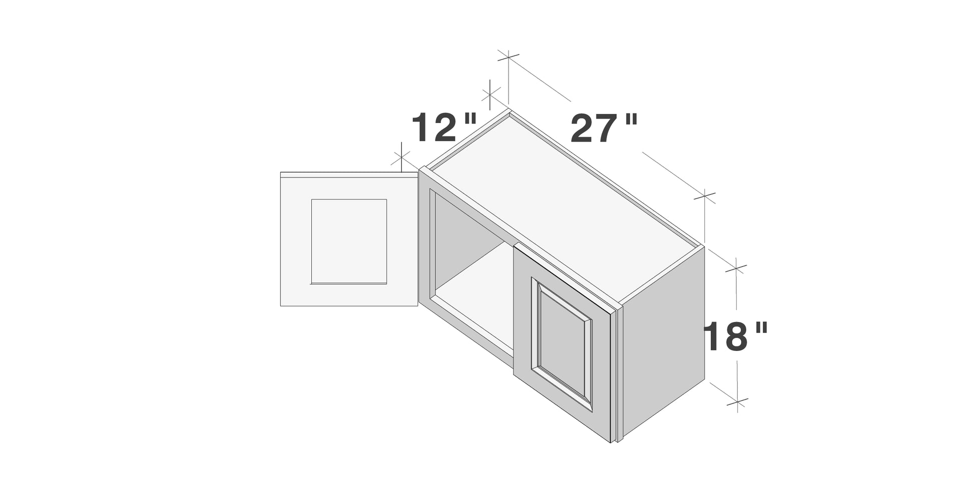 Glacier White RTA 24"-36"W x 12"D x 18"H Short Wall Cabinets With 2 Doors