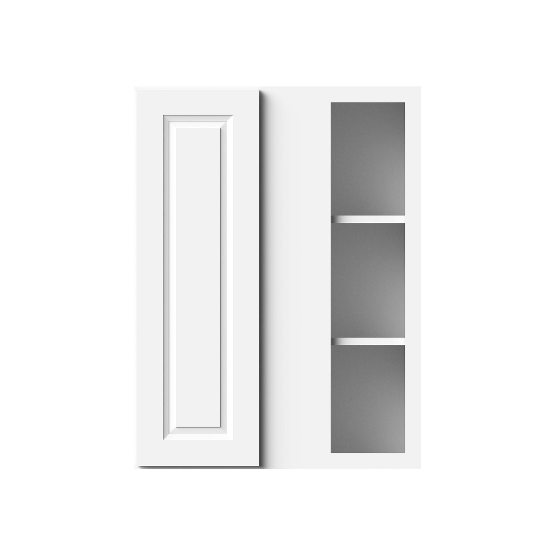 Glacier White RTA 27"W x 12"D x 30"/36"H Standard Corner Wall Cabinets With 1 Door & 2 Shelves