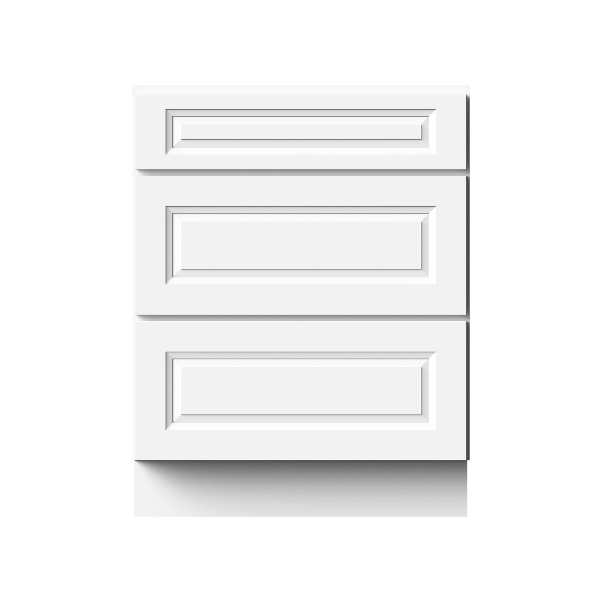 Glacier White RTA 12"-36"W x 24"D x 34.5"H Drawer Base Cabinets With 3 Drawers