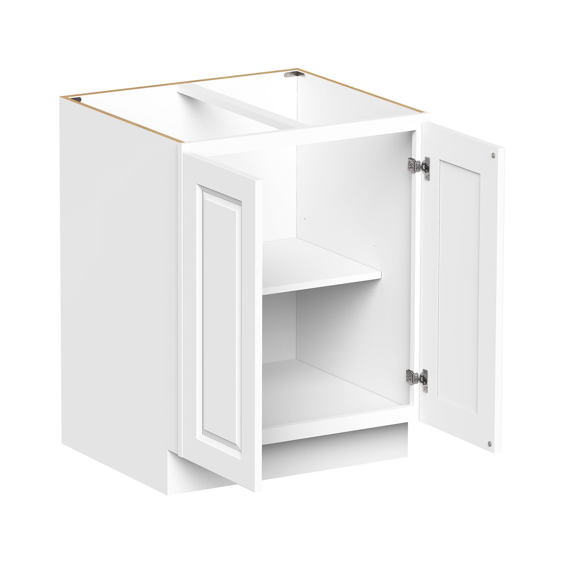 Glacier White RTA 24"-36"W x 24"D x 34.5"H Full Height Door Base Cabinets With 2 Doors & 1 Shelf