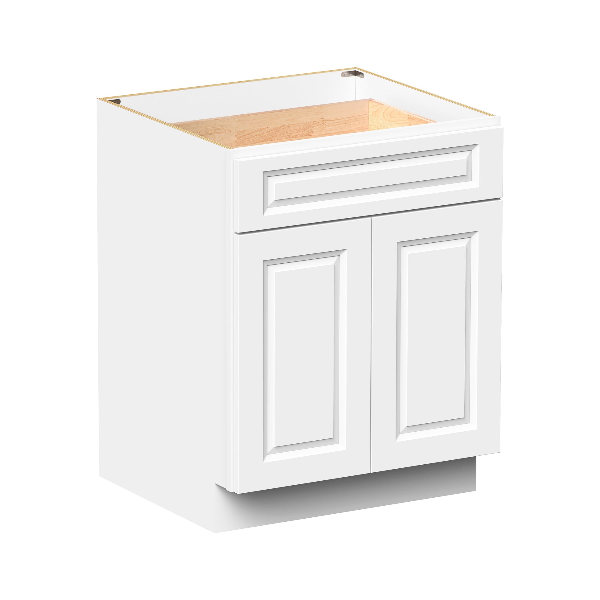 Glacier White RTA 24"-30"W x 24"D x 34.5"H Standard Base Cabinets With 2 Doors, 1 Drawer & 1 Shelf