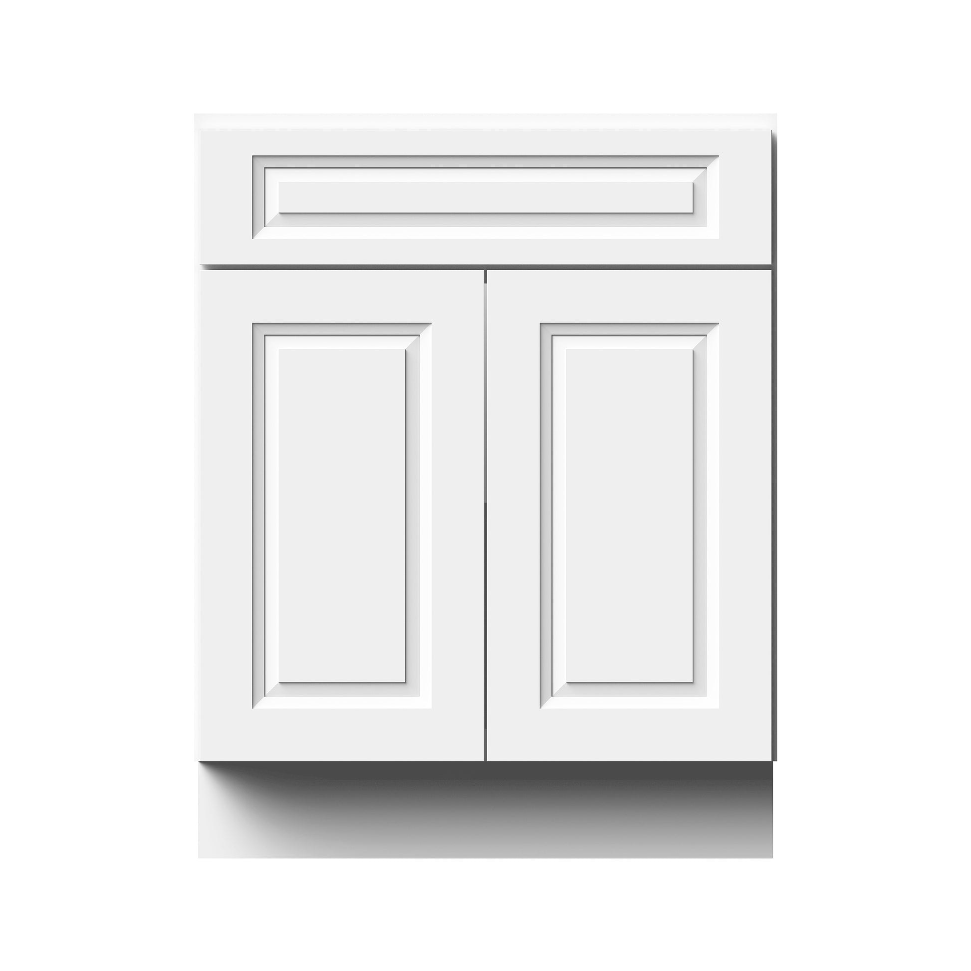 Glacier White RTA 24"-30"W x 24"D x 34.5"H Standard Base Cabinets With 2 Doors, 1 Drawer & 1 Shelf