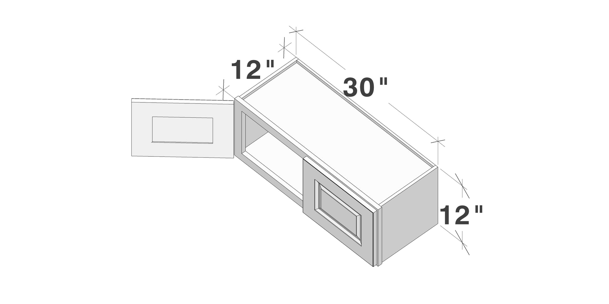 Glacier White RTA 24"-36"W x 12"D x 12"/15"H Short Wall Cabinets With 2 Doors