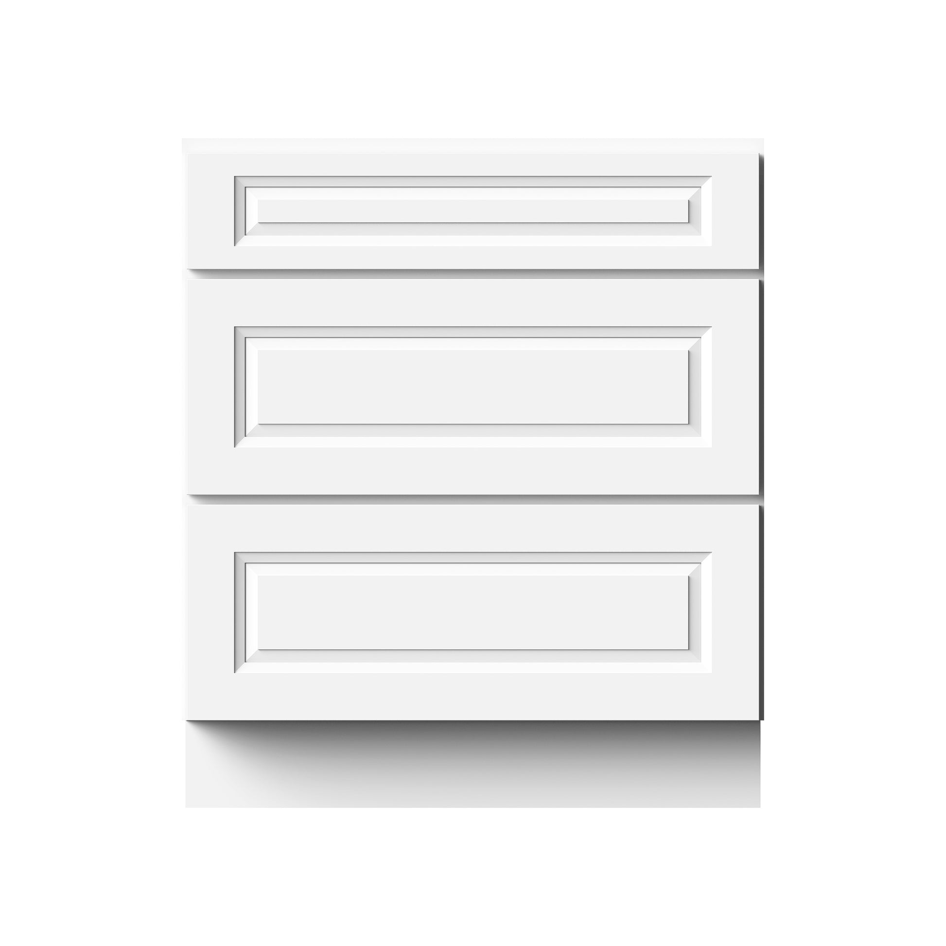 Glacier White RTA 12"-36"W x 24"D x 34.5"H Drawer Base Cabinets With 3 Drawers