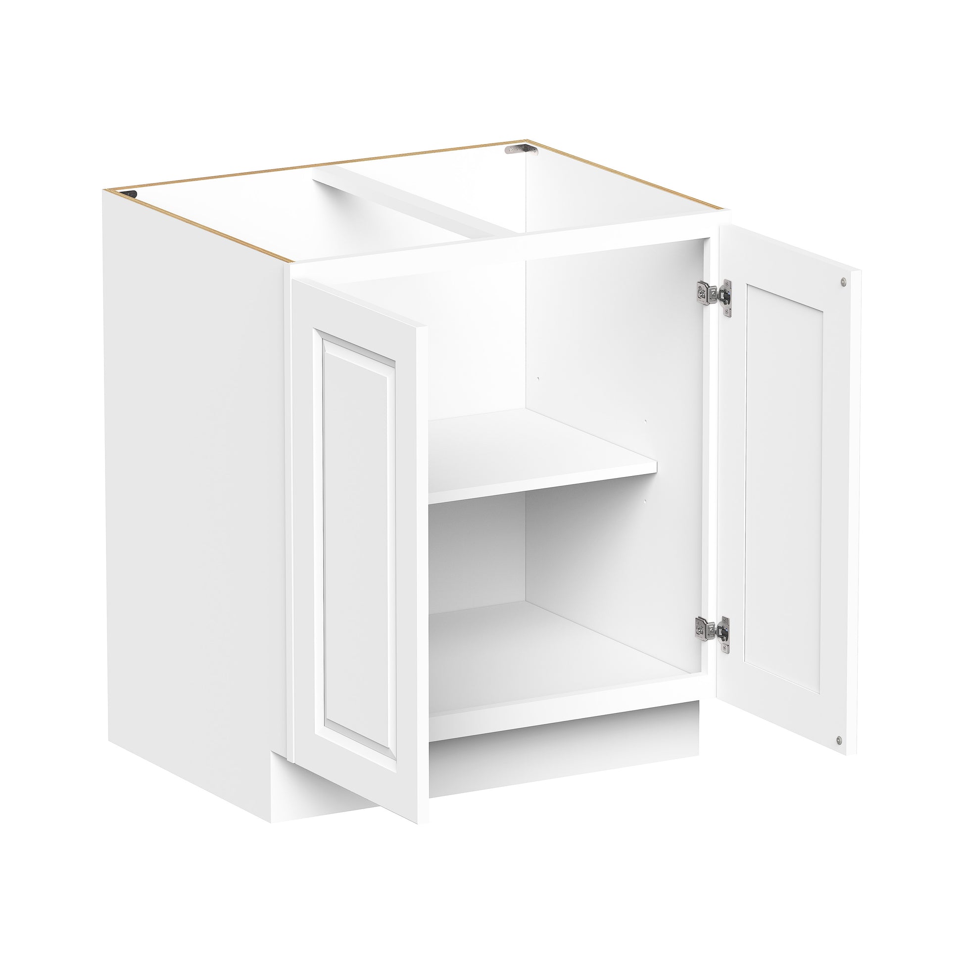 Glacier White RTA 24"-36"W x 24"D x 34.5"H Full Height Door Base Cabinets With 2 Doors & 1 Shelf