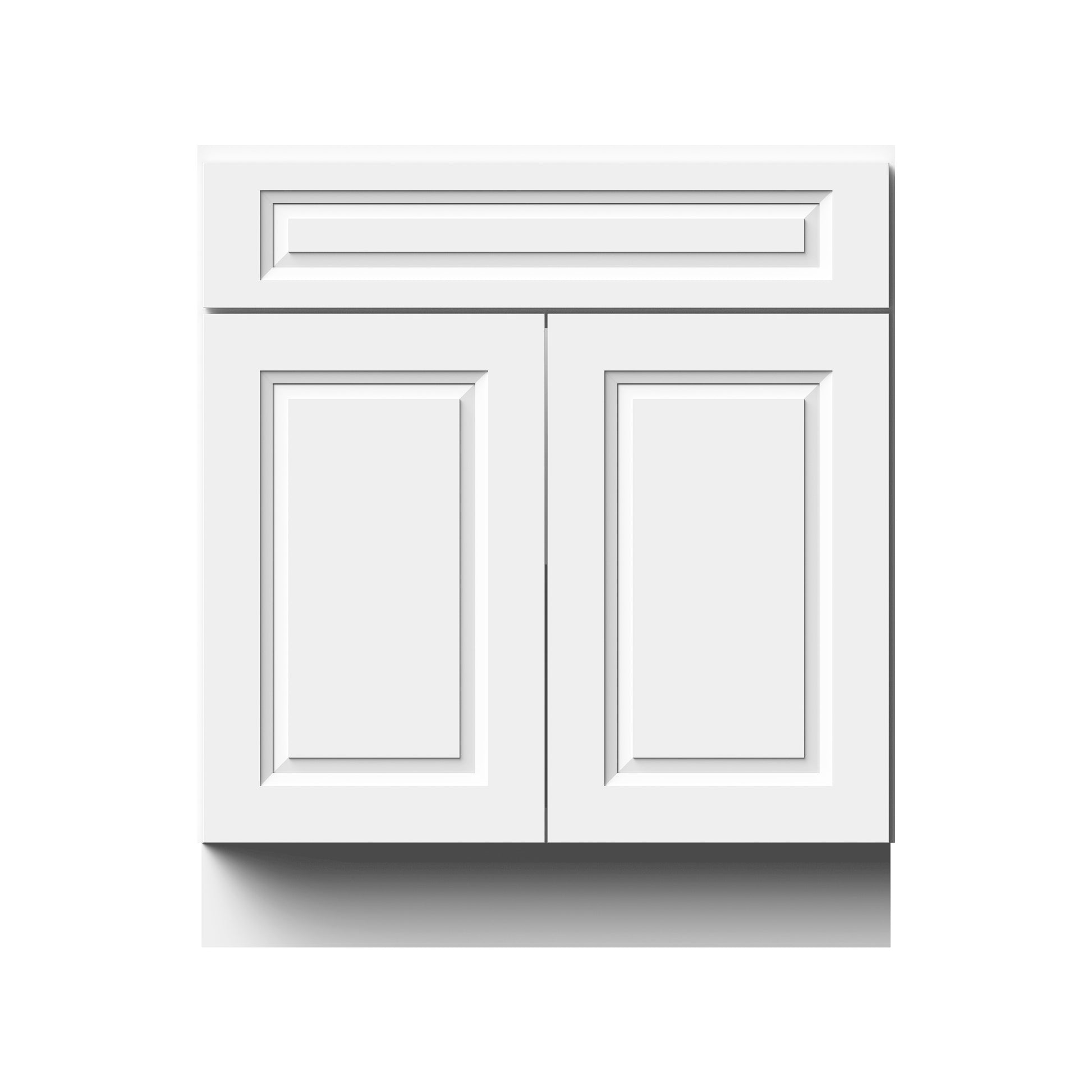 Glacier White RTA 24"-30"W x 24"D x 34.5"H Standard Base Cabinets With 2 Doors, 1 Drawer & 1 Shelf