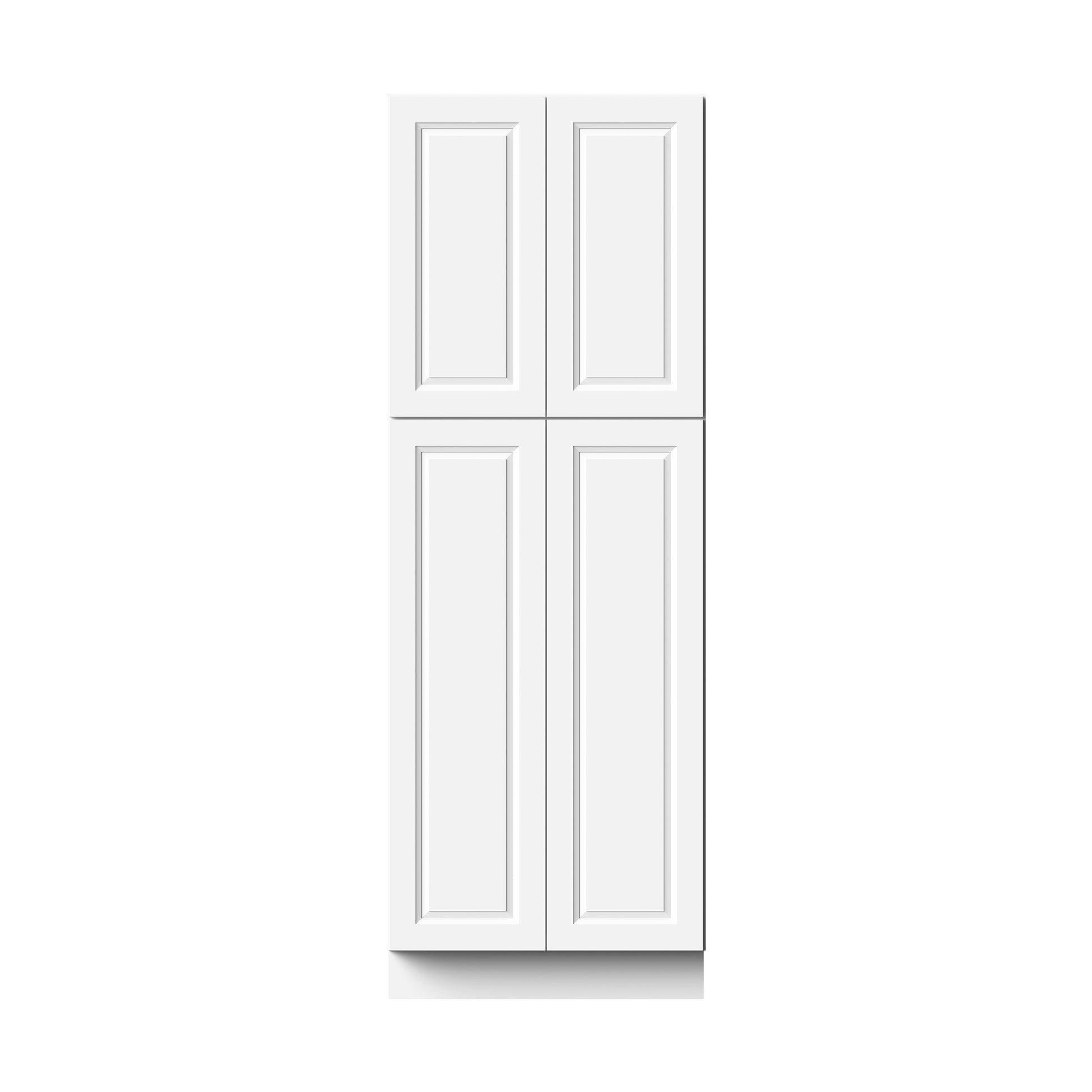 Glacier White RTA 24"/30"W x 27"D x 84"/90"H Pantry Tall Cabinet With 4 Doors & 4 Shelves