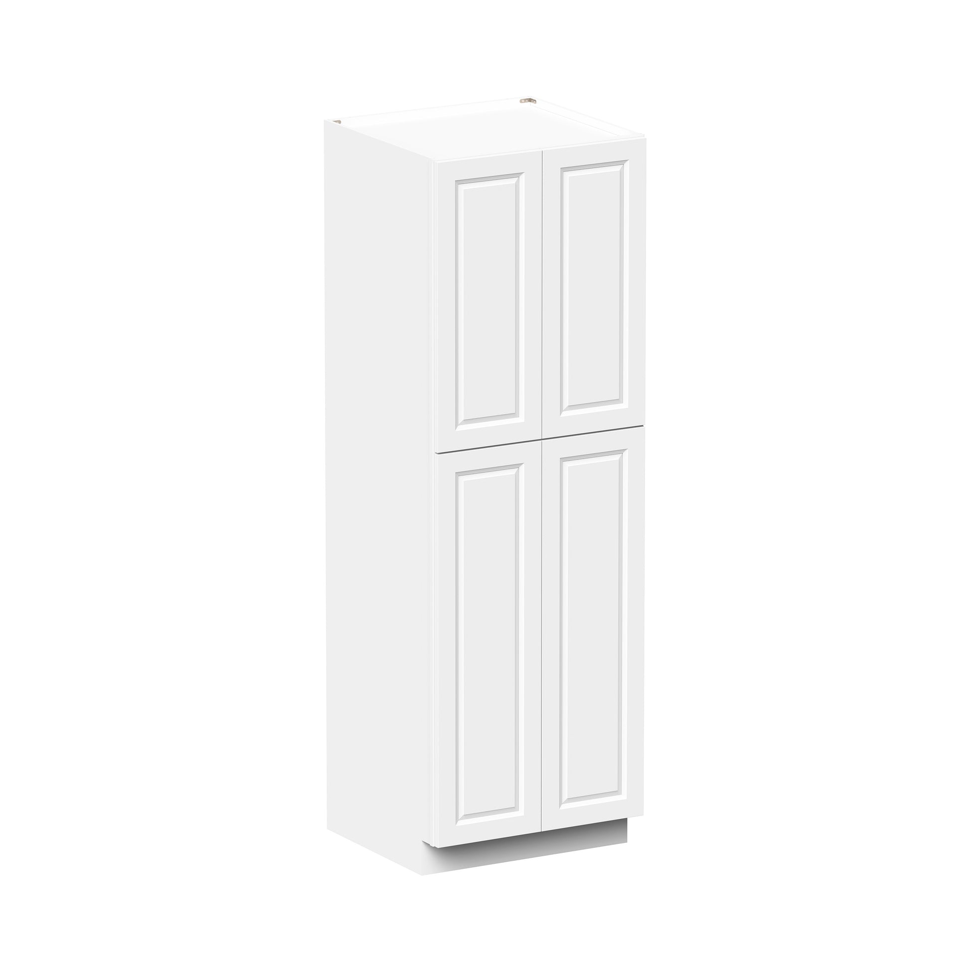 Glacier White RTA 24"/30"W x 27"D x 84"/90"H Pantry Tall Cabinet With 4 Doors & 4 Shelves
