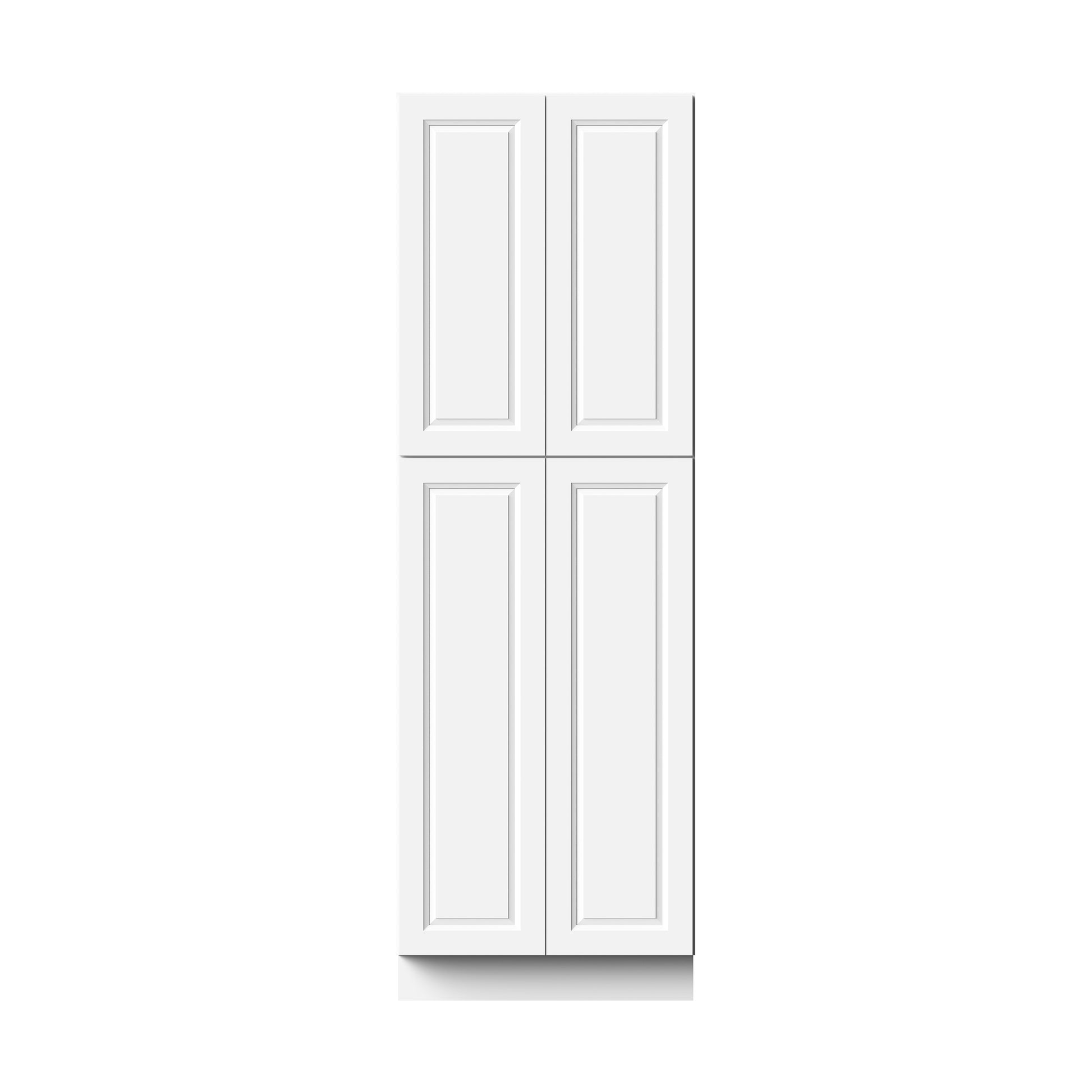 Glacier White RTA 24"/30"W x 27"D x 84"/90"H Pantry Tall Cabinet With 4 Doors & 4 Shelves