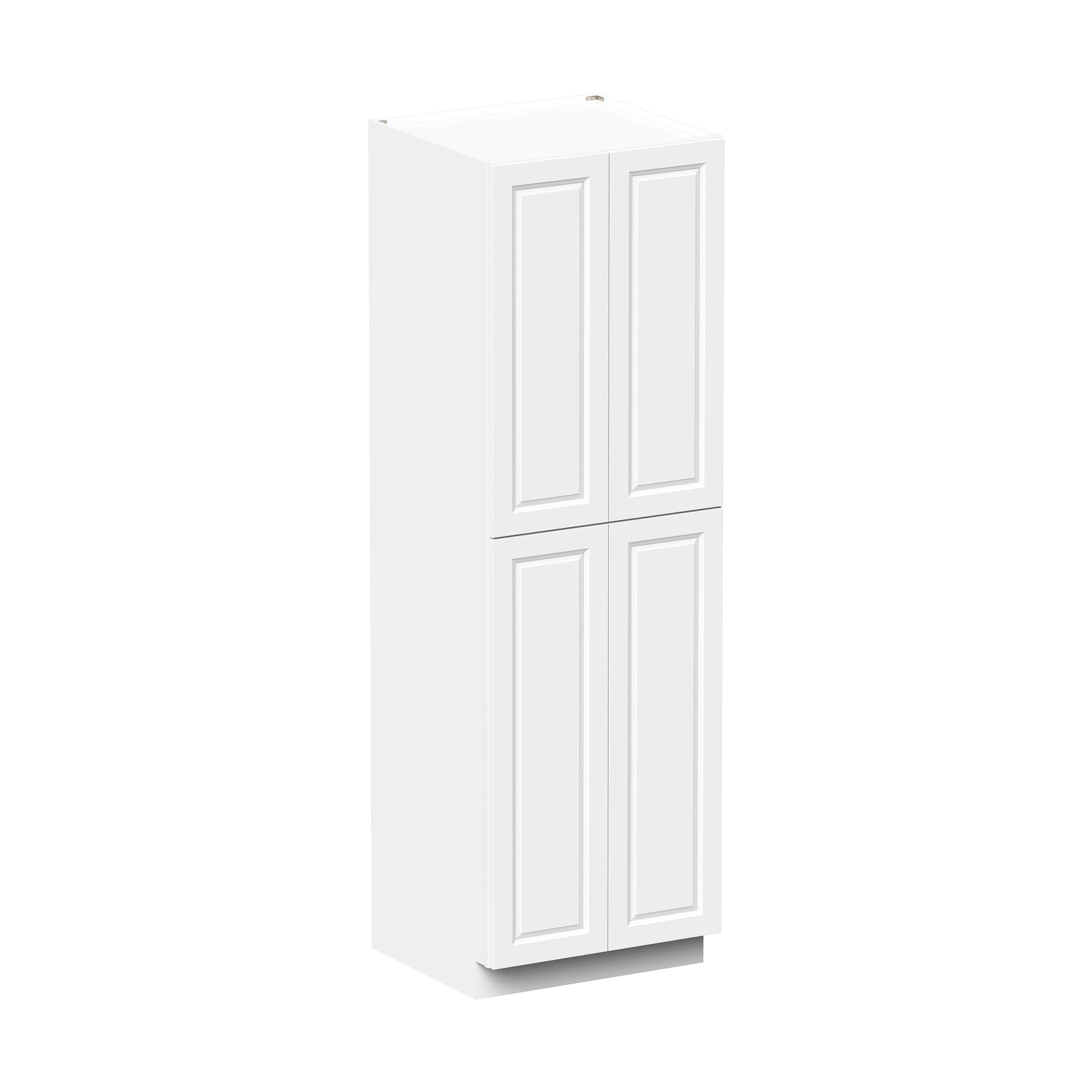 Glacier White RTA 24"/30"W x 27"D x 96"H Pantry Tall Cabinet With 4 Doors & 5 Shelves