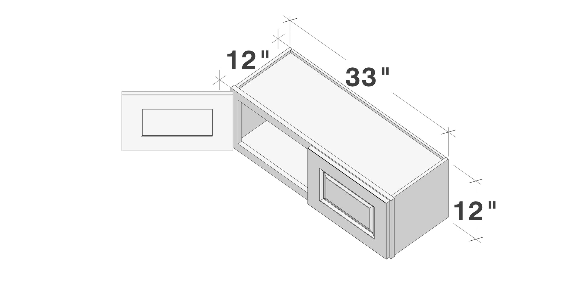 Glacier White RTA 24"-36"W x 12"D x 12"/15"H Short Wall Cabinets With 2 Doors