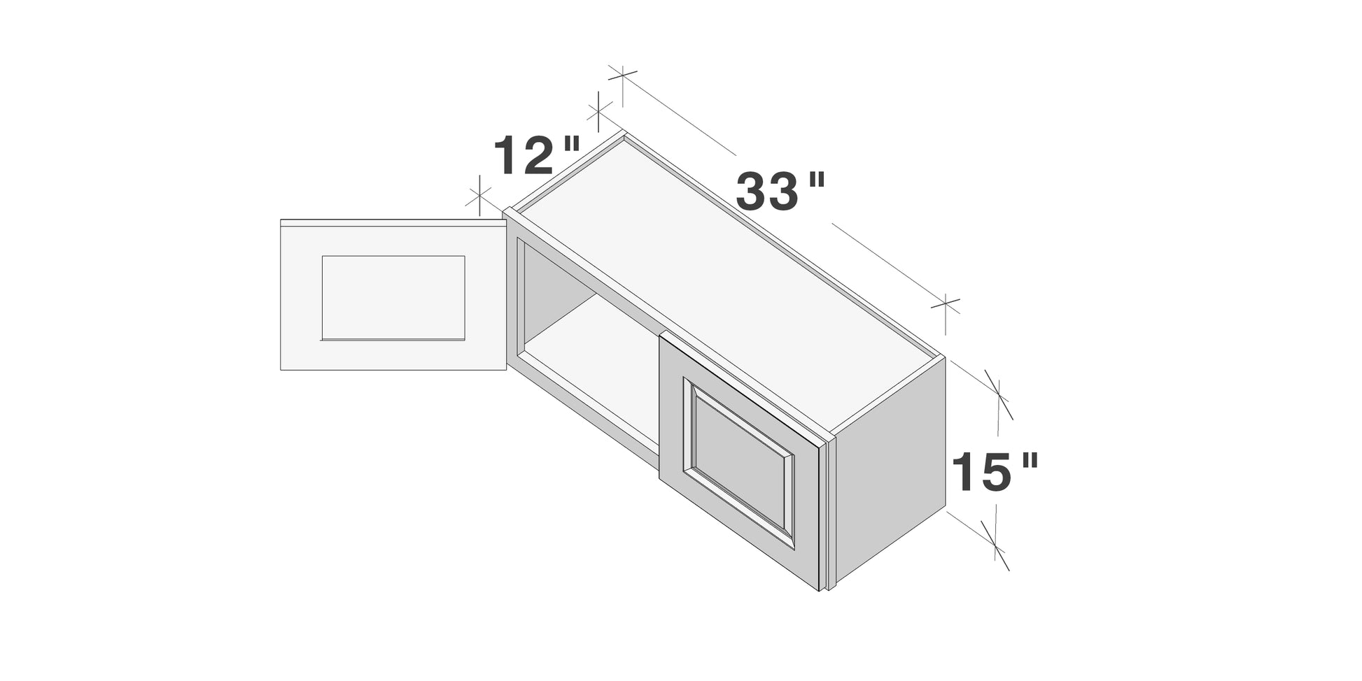 Glacier White RTA 24"-36"W x 12"D x 12"/15"H Short Wall Cabinets With 2 Doors