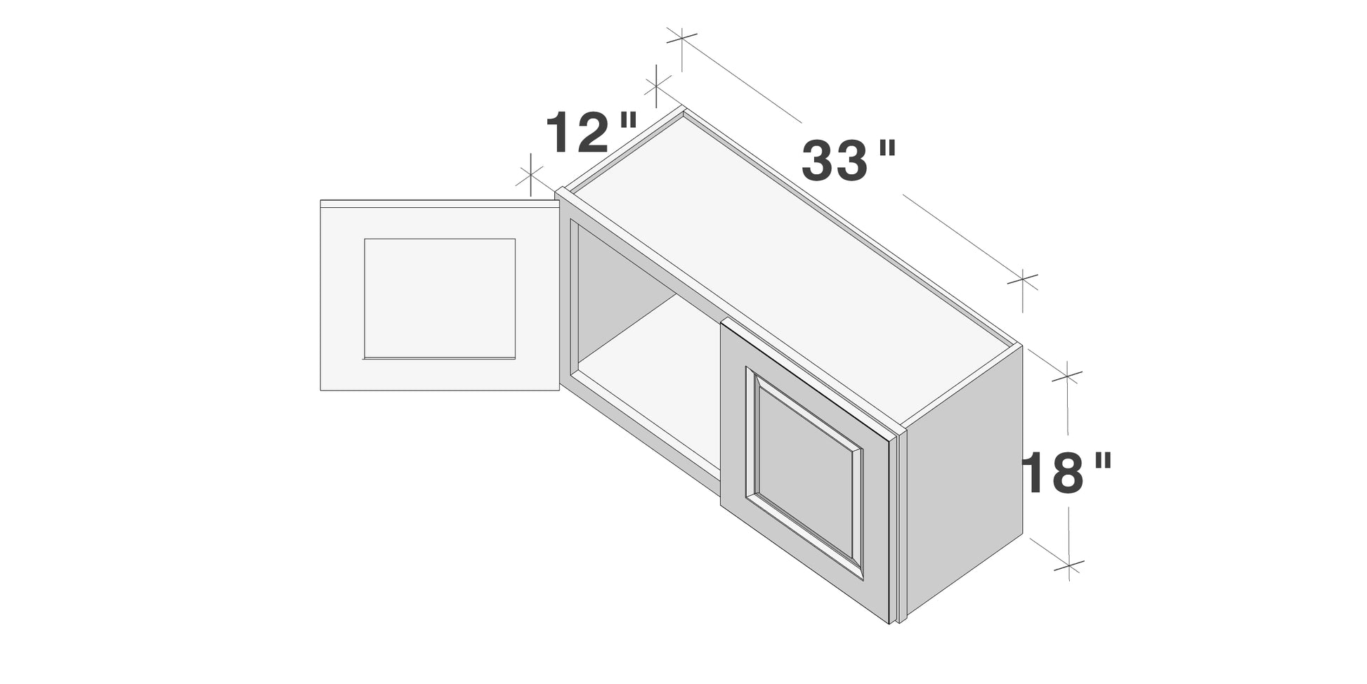 Glacier White RTA 24"-36"W x 12"D x 18"H Short Wall Cabinets With 2 Doors