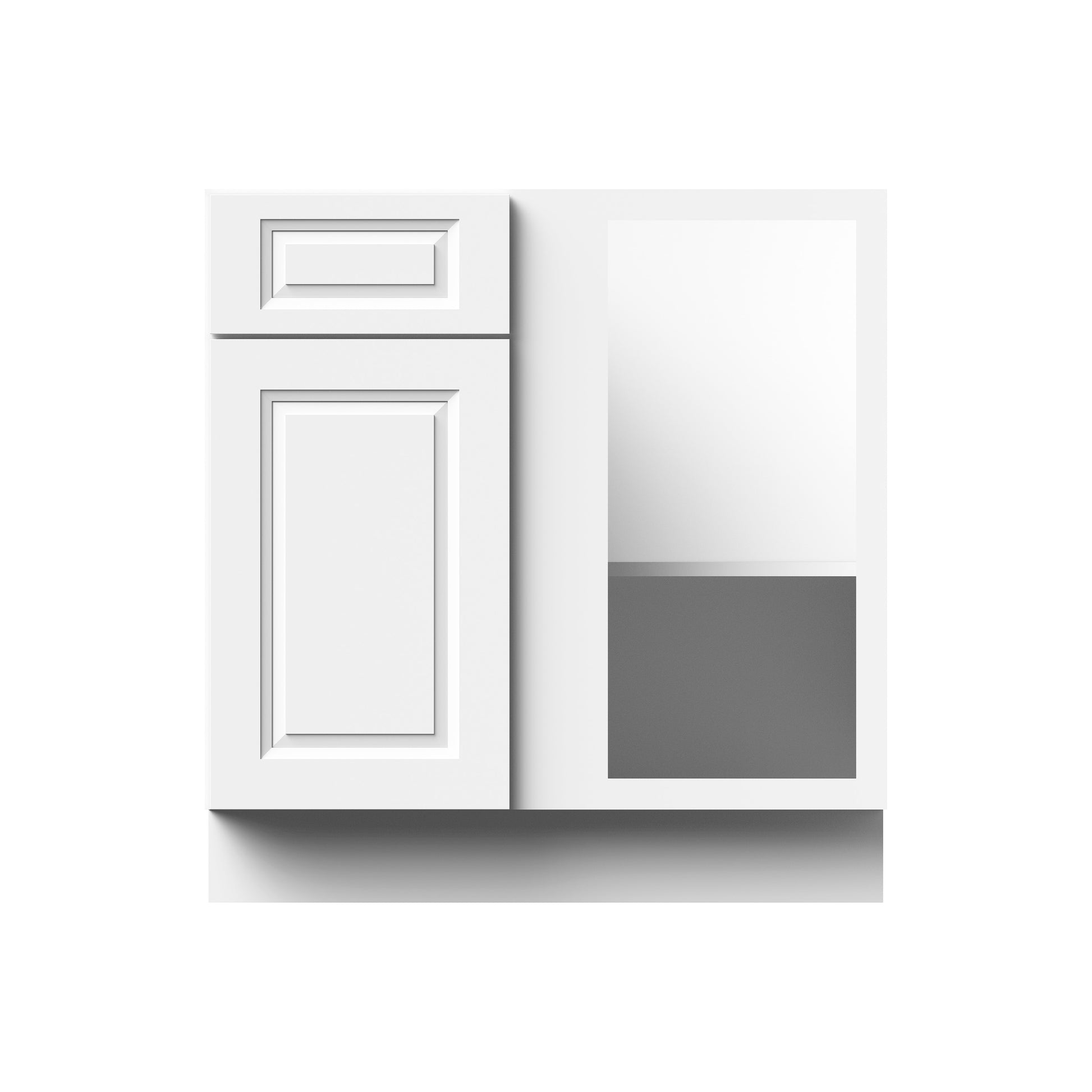 Glacier White RTA 33"W x 24"D x 34.5"H Blind Corner Bases With 1 Door, 1 Drawer & 1 Shelf