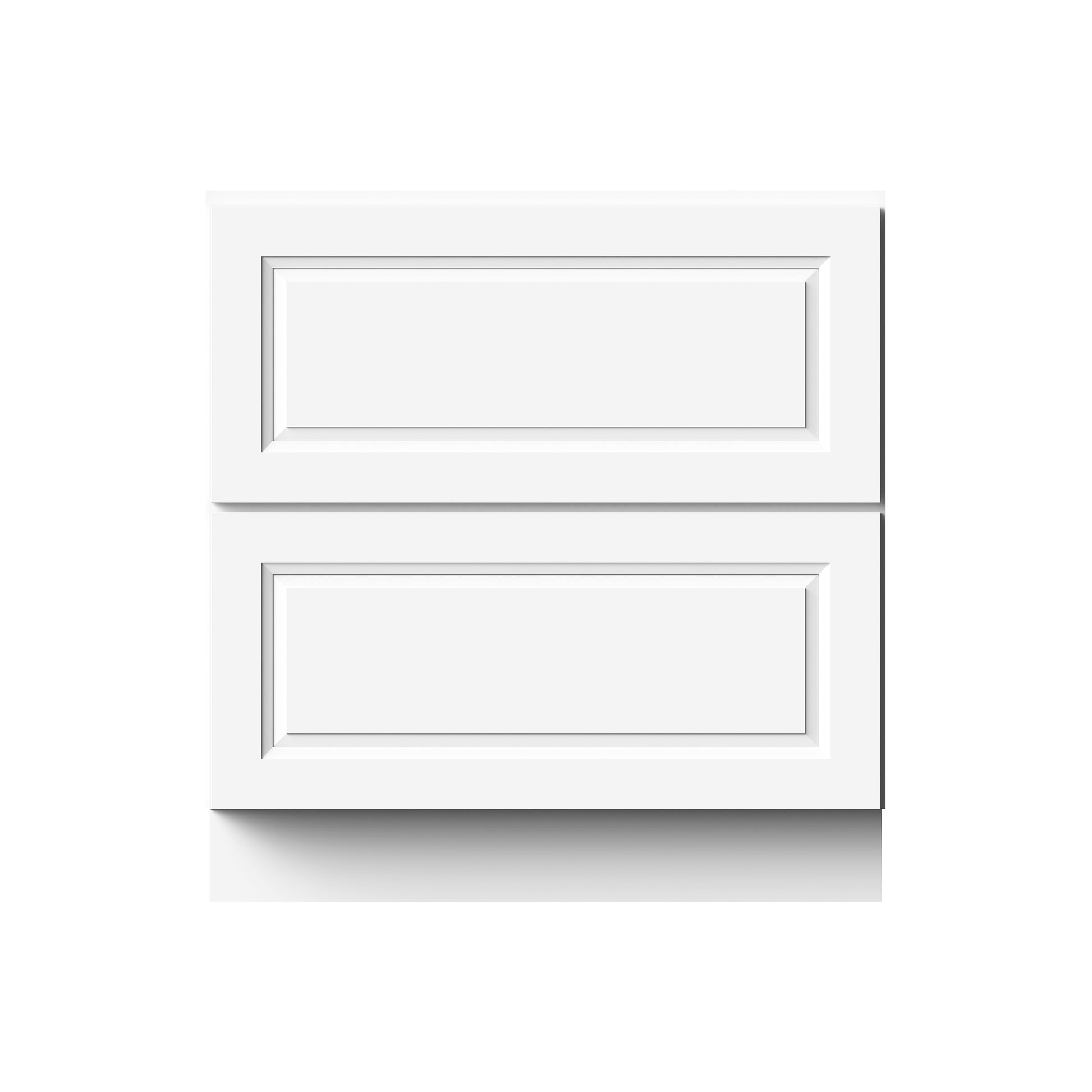 Glacier White RTA 30"-36"W x 24"D x 34.5"H Drawer Base Cabinets With 2 Drawers