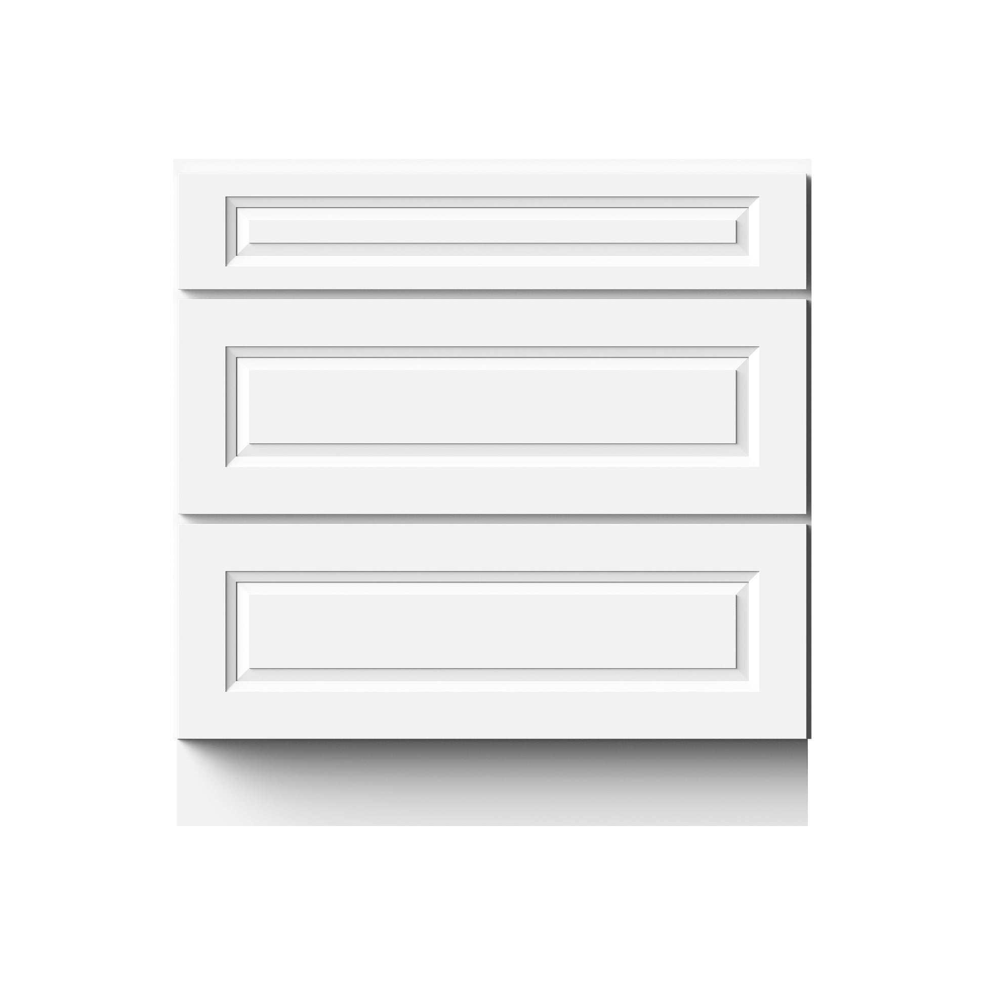 Glacier White RTA 12"-36"W x 24"D x 34.5"H Drawer Base Cabinets With 3 Drawers