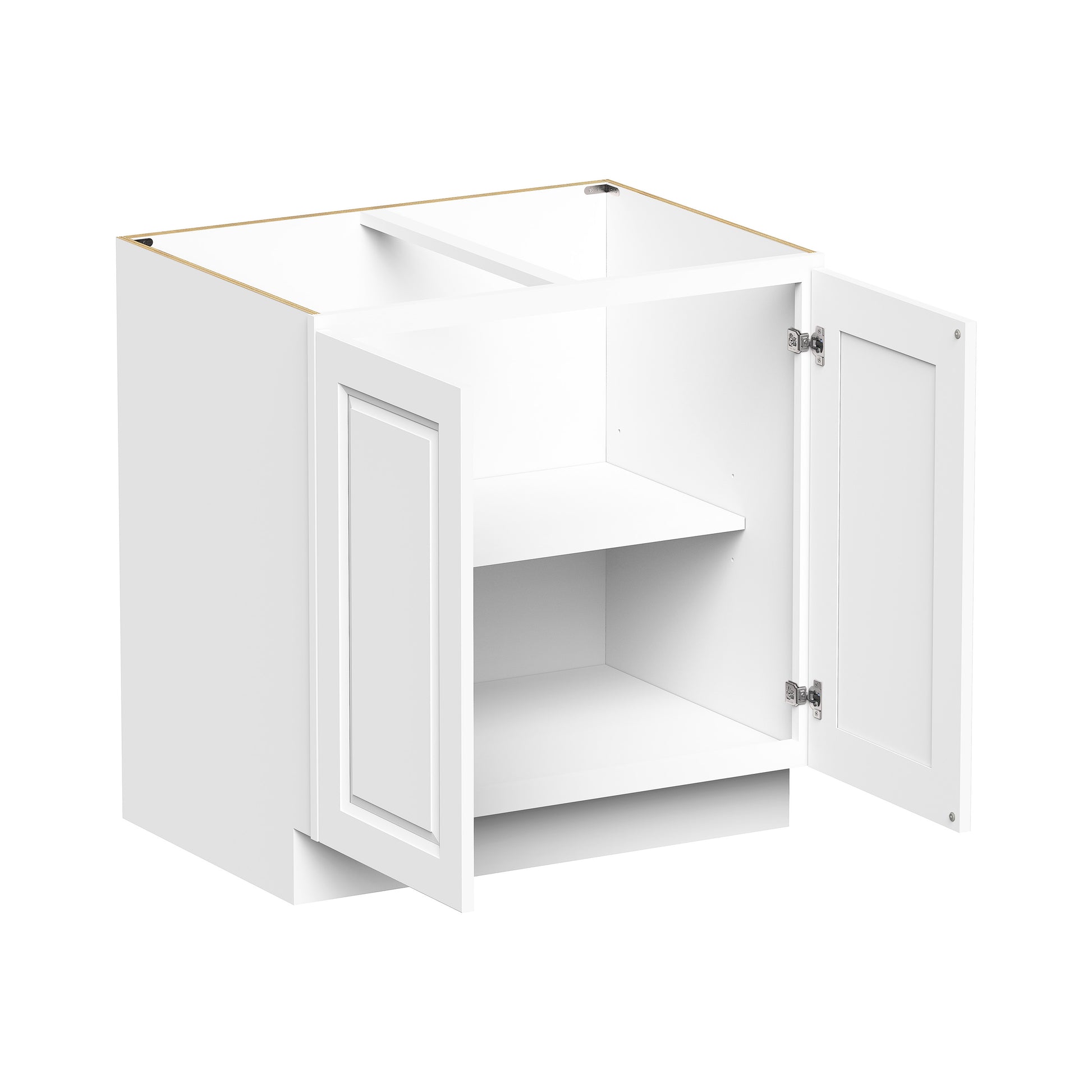 Glacier White RTA 24"-36"W x 24"D x 34.5"H Full Height Door Base Cabinets With 2 Doors & 1 Shelf