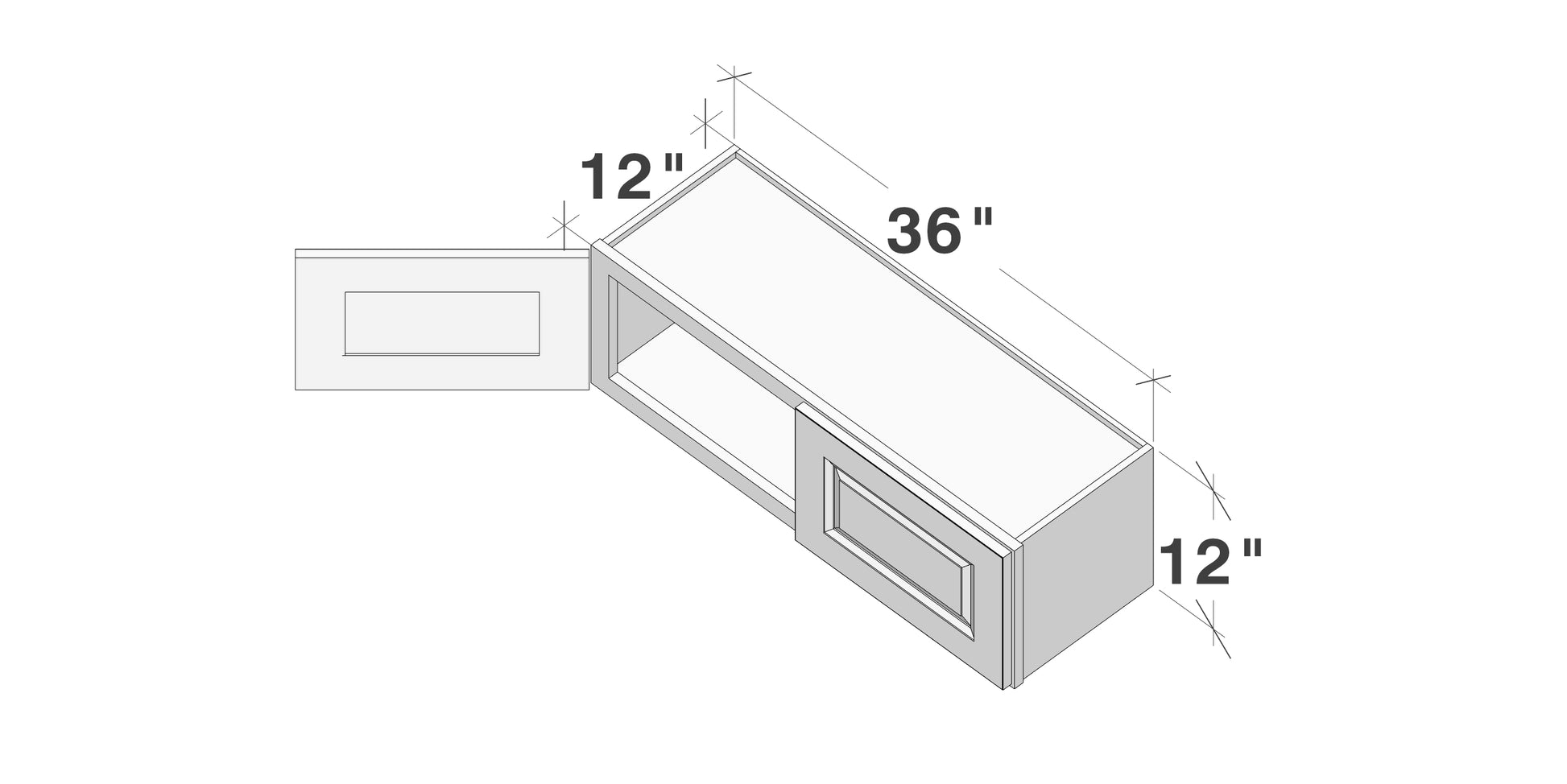 Glacier White RTA 24"-36"W x 12"D x 12"/15"H Short Wall Cabinets With 2 Doors