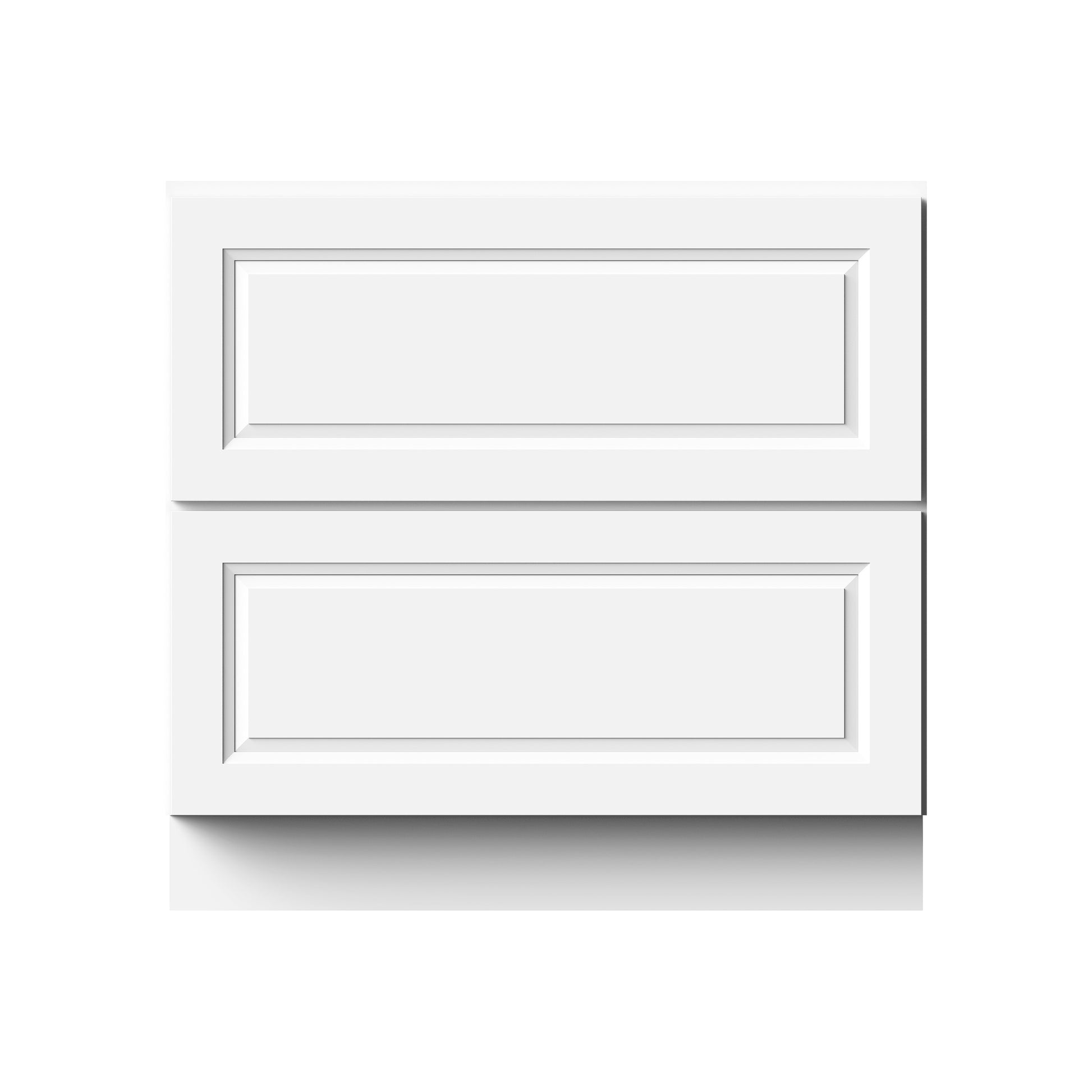 Glacier White RTA 30"-36"W x 24"D x 34.5"H Drawer Base Cabinets With 2 Drawers