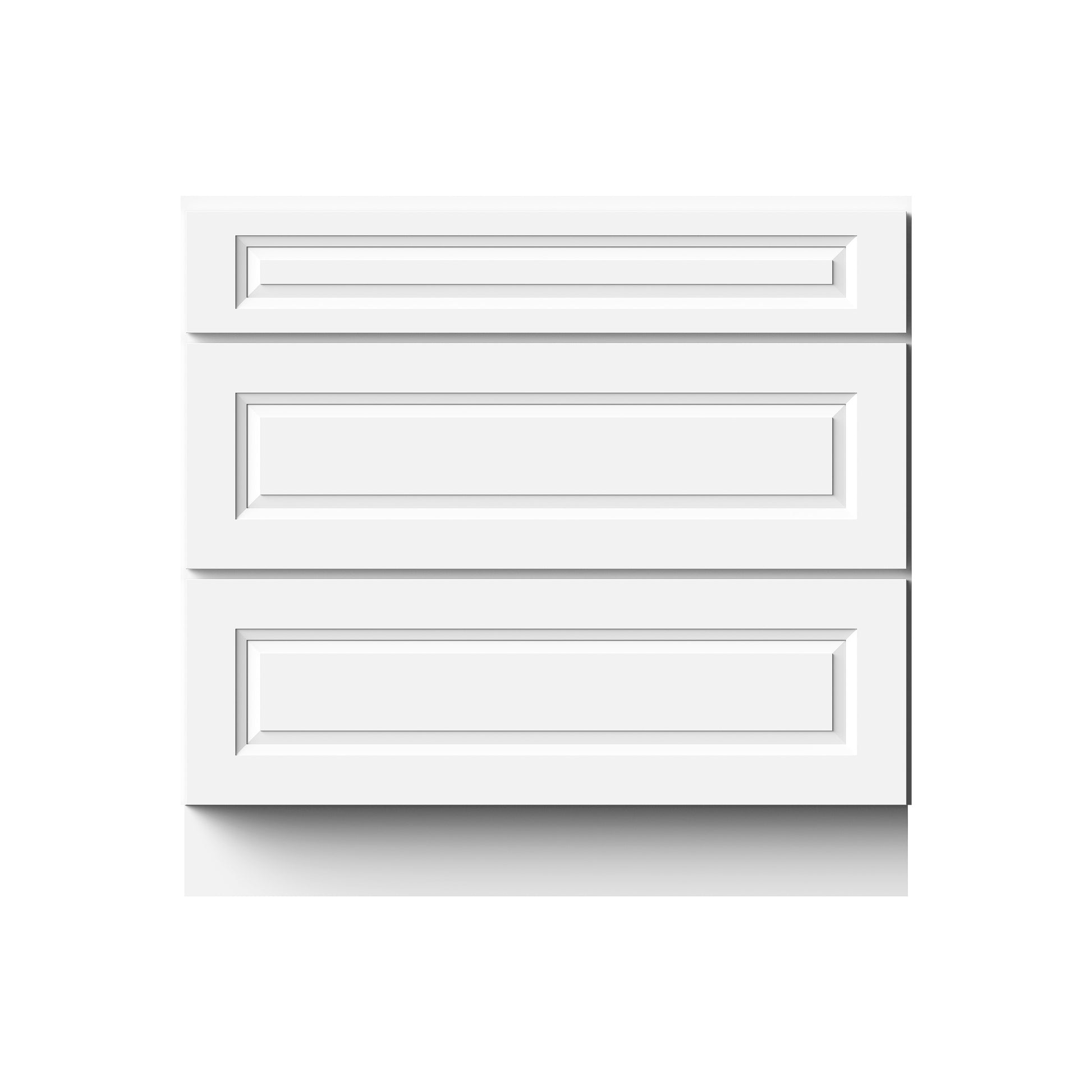 Glacier White RTA 12"-36"W x 24"D x 34.5"H Drawer Base Cabinets With 3 Drawers