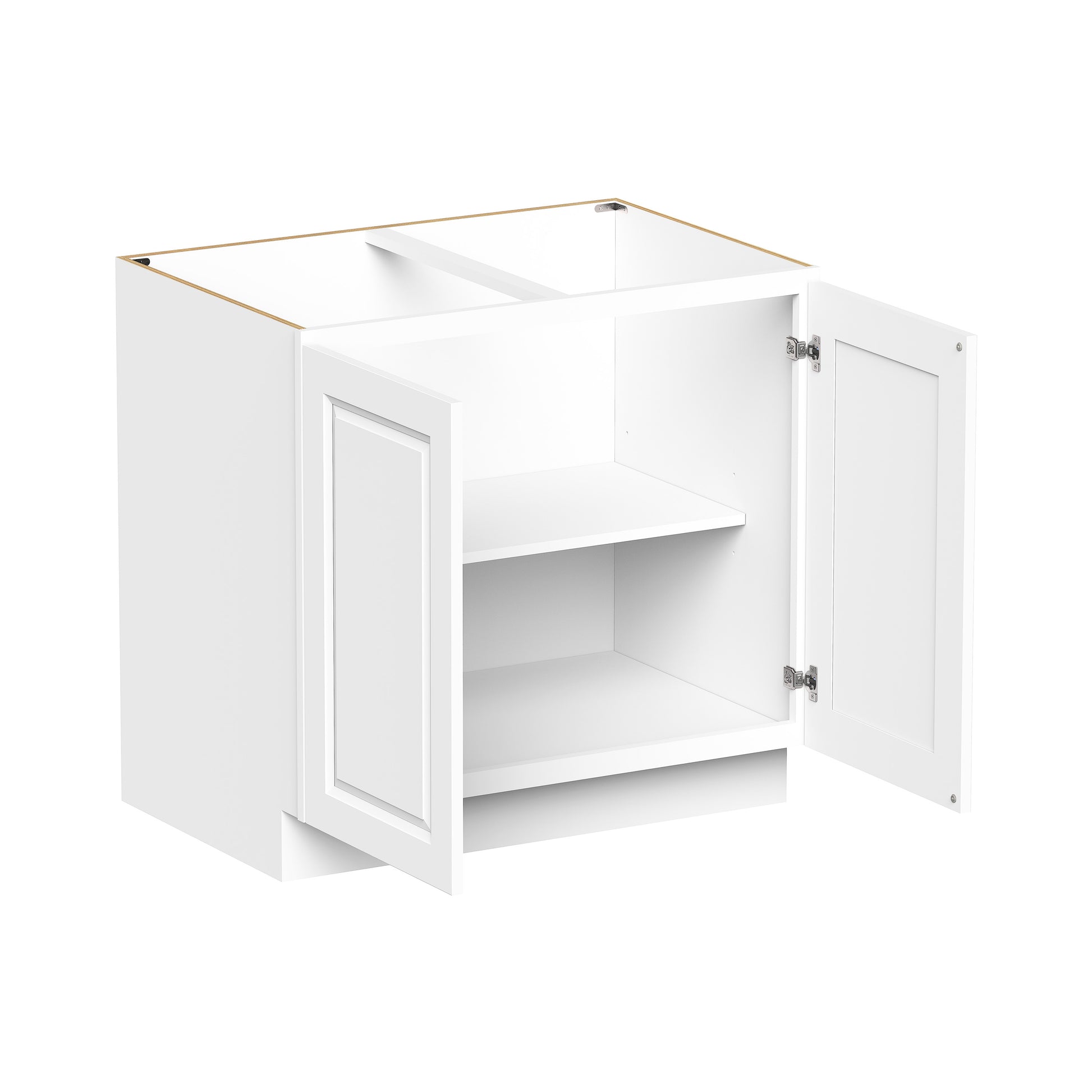 Glacier White RTA 24"-36"W x 24"D x 34.5"H Full Height Door Base Cabinets With 2 Doors & 1 Shelf