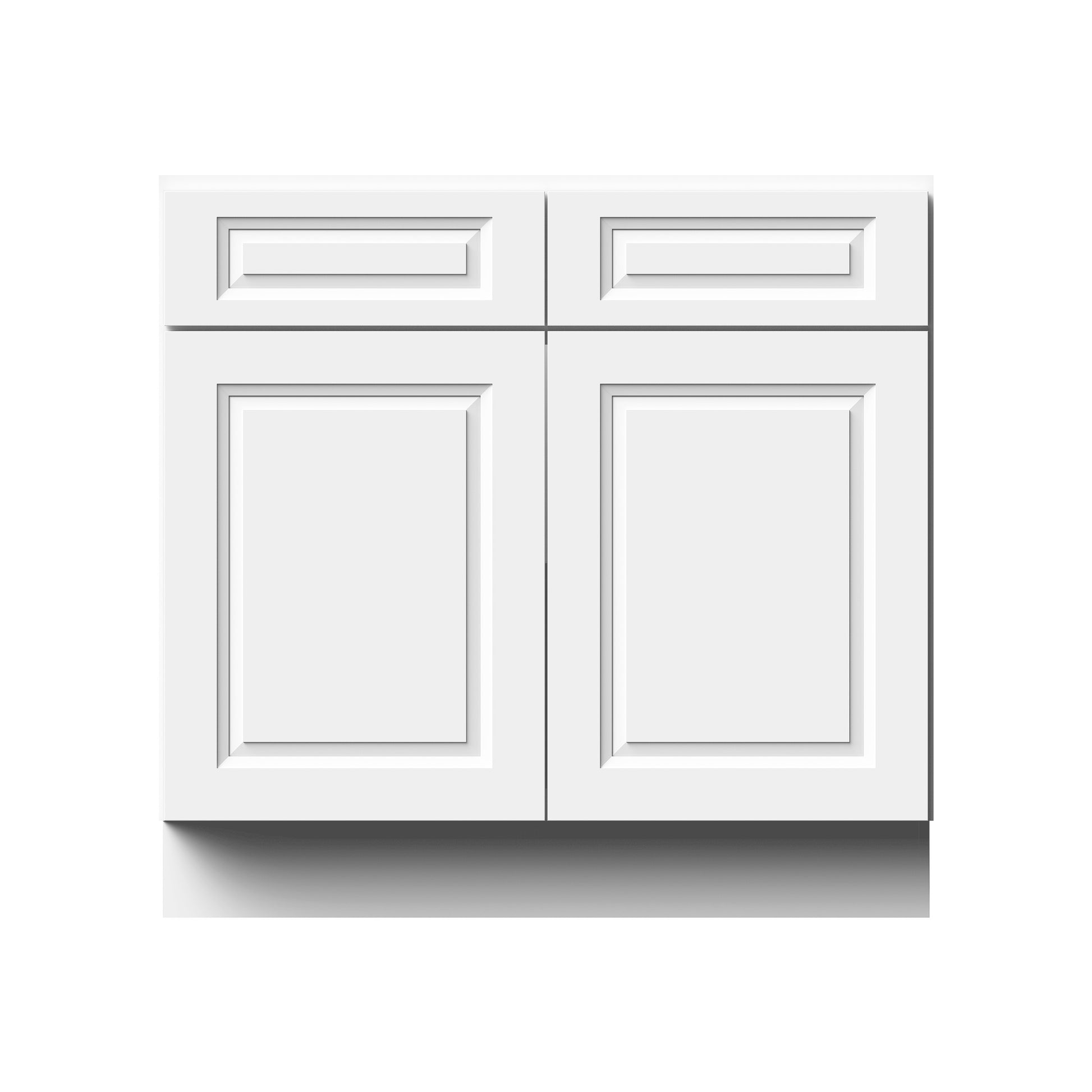 Glacier White RTA 33"-42"W x 24"D x 34.5"H Standard Base Cabinets With 2 Doors, 2 Drawers & 1 Shelf
