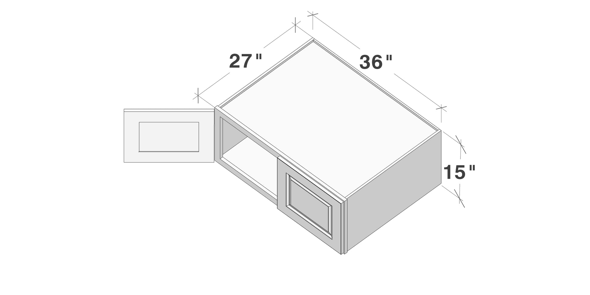 Glacier White RTA 36"W x 27"D x 12"-18"H Deep Wall Cabinets With 2 Doors