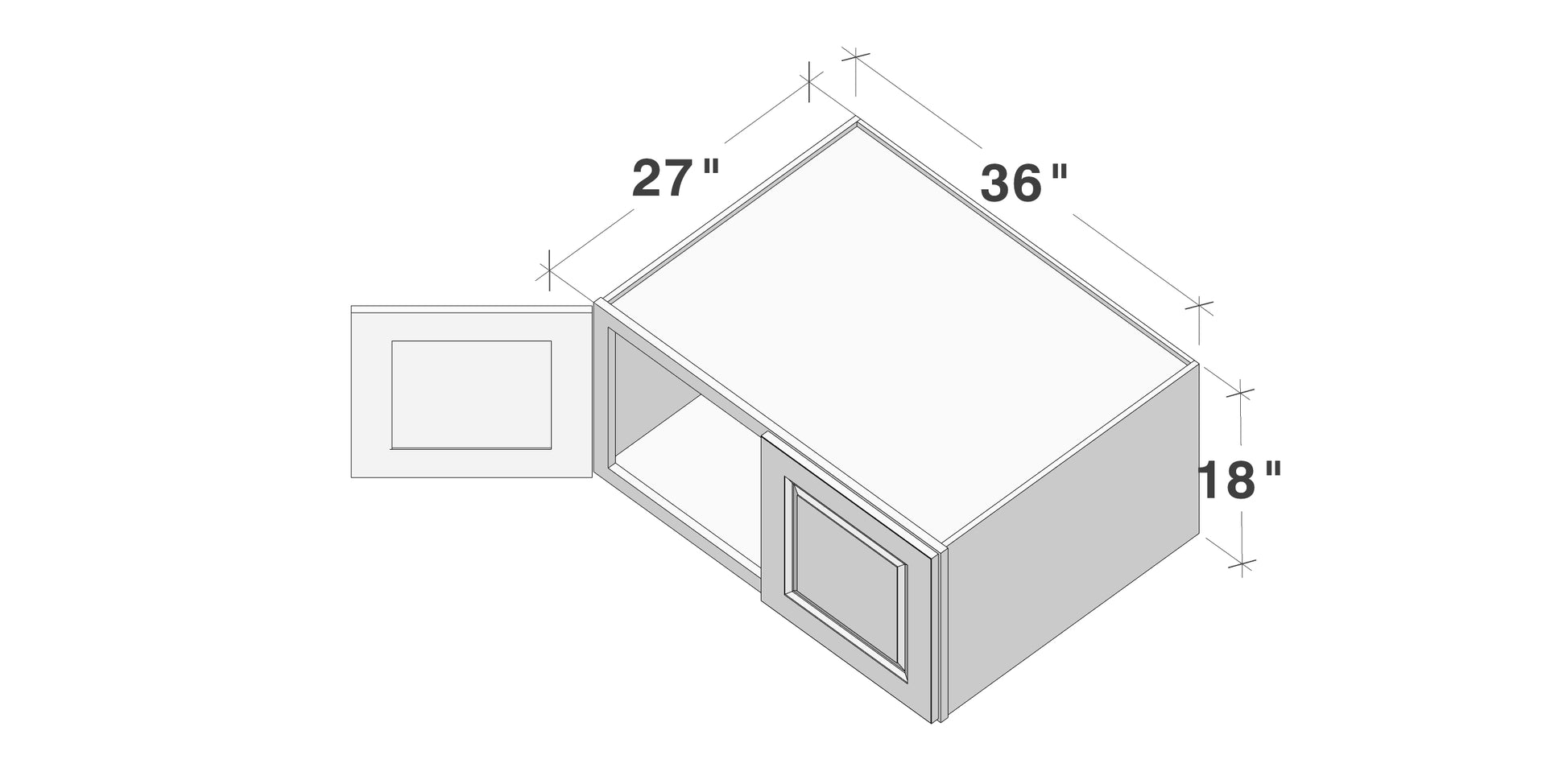 Glacier White RTA 36"W x 27"D x 12"-18"H Deep Wall Cabinets With 2 Doors