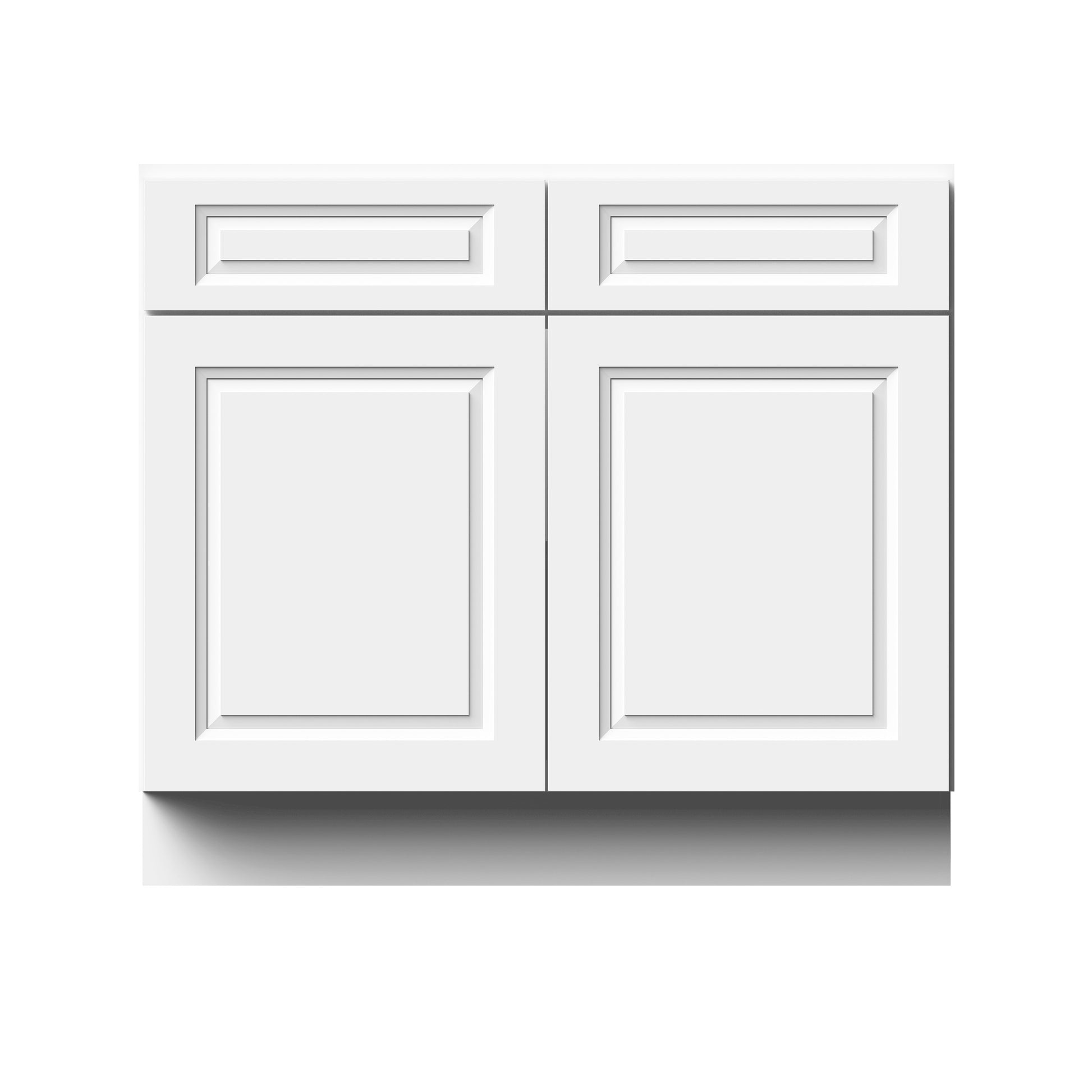 Glacier White RTA 33"-42"W x 24"D x 34.5"H Standard Base Cabinets With 2 Doors, 2 Drawers & 1 Shelf
