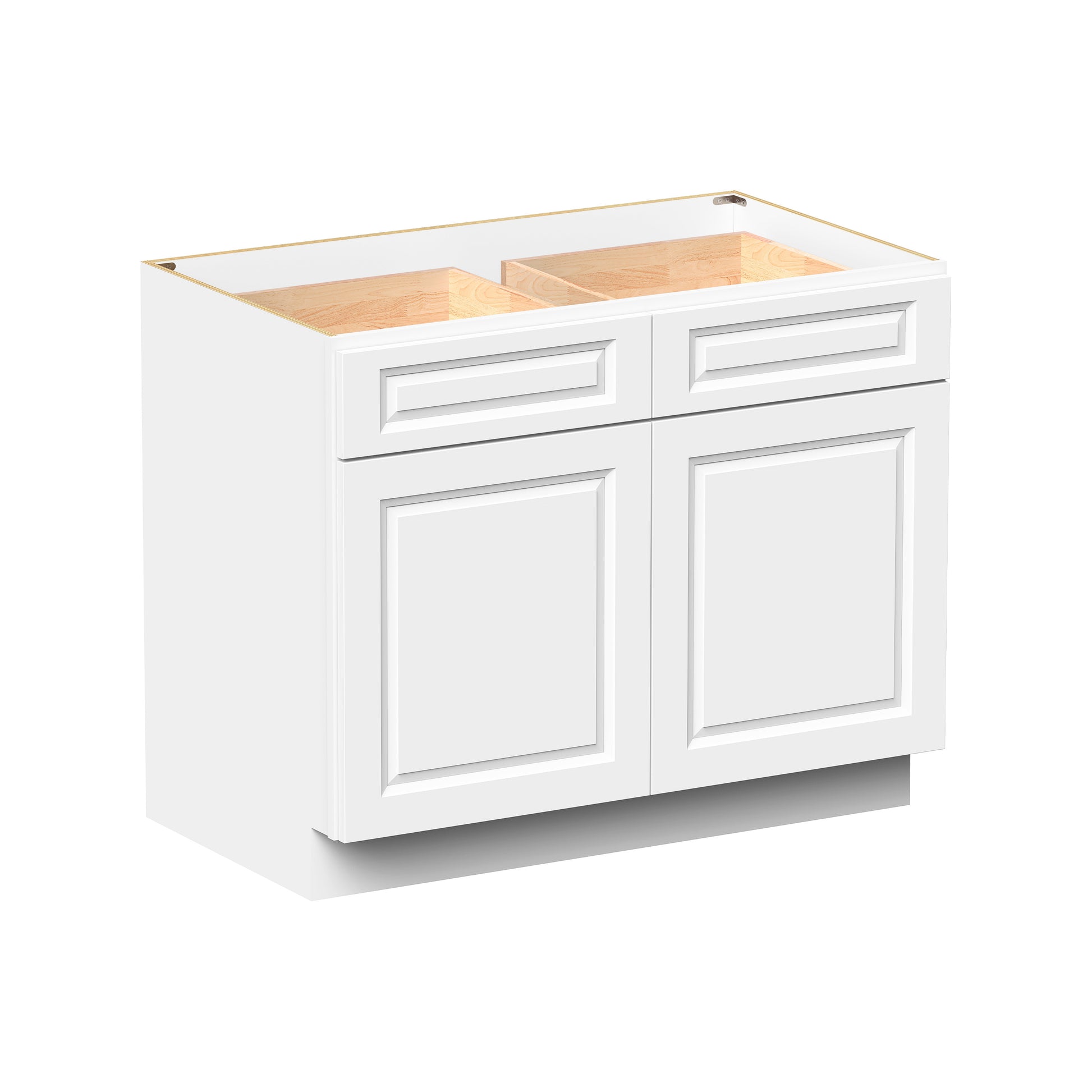 Glacier White RTA 33"-42"W x 24"D x 34.5"H Standard Base Cabinets With 2 Doors, 2 Drawers & 1 Shelf