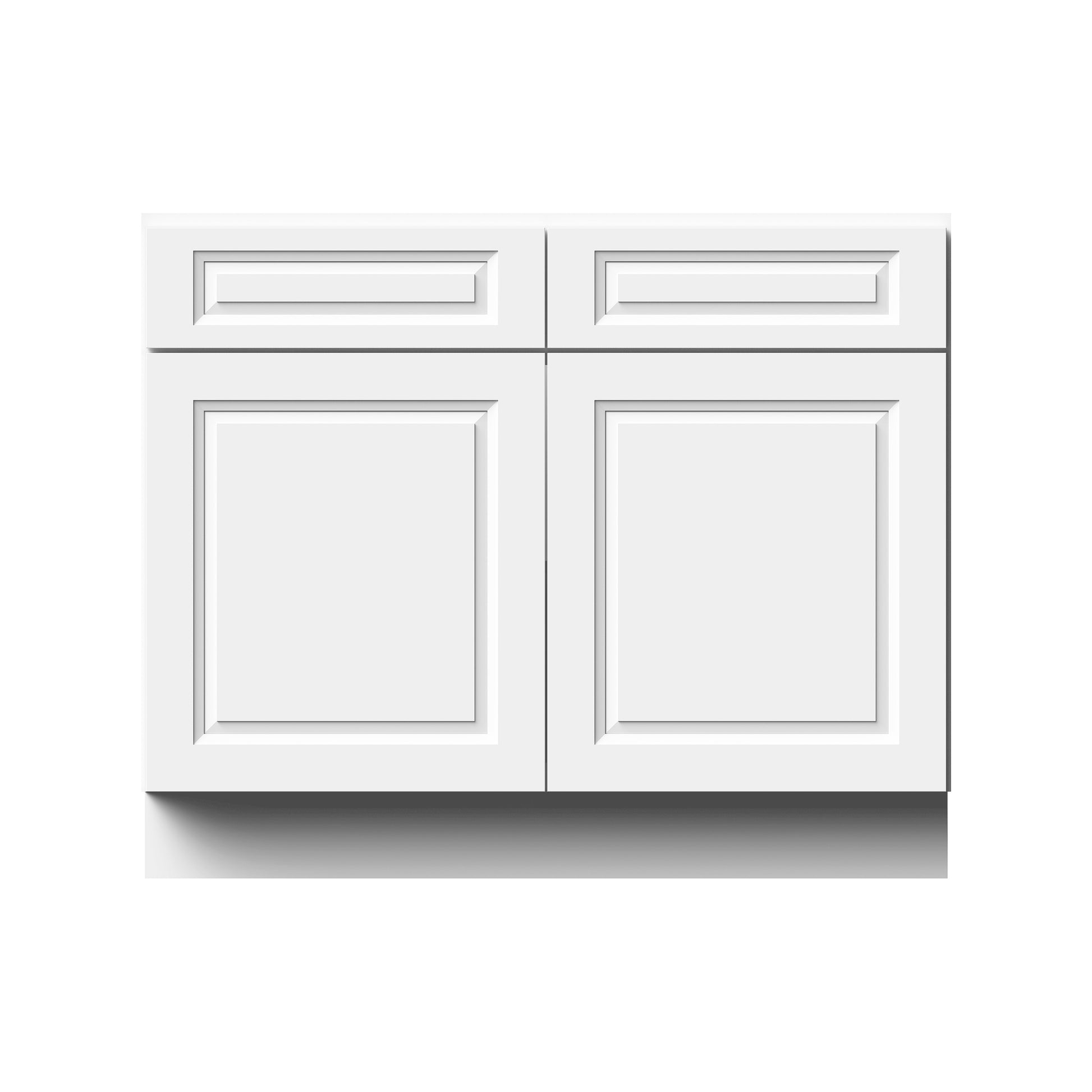 Glacier White RTA 33"-42"W x 24"D x 34.5"H Standard Base Cabinets With 2 Doors, 2 Drawers & 1 Shelf