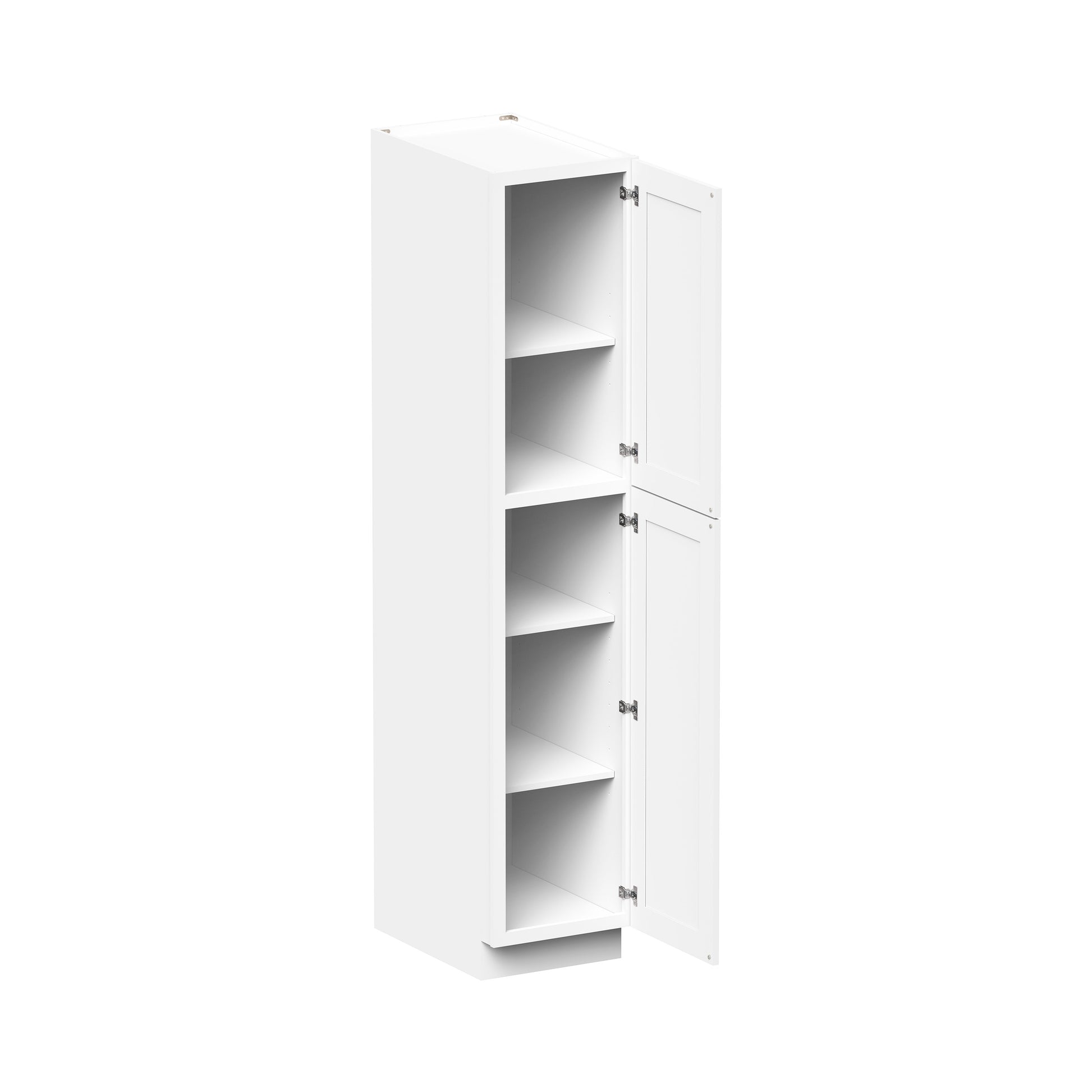 Glacier White RTA 18"W x 27"D x 84"/90"H Pantry Tall Cabinet With 2 Doors & 4 Shelves