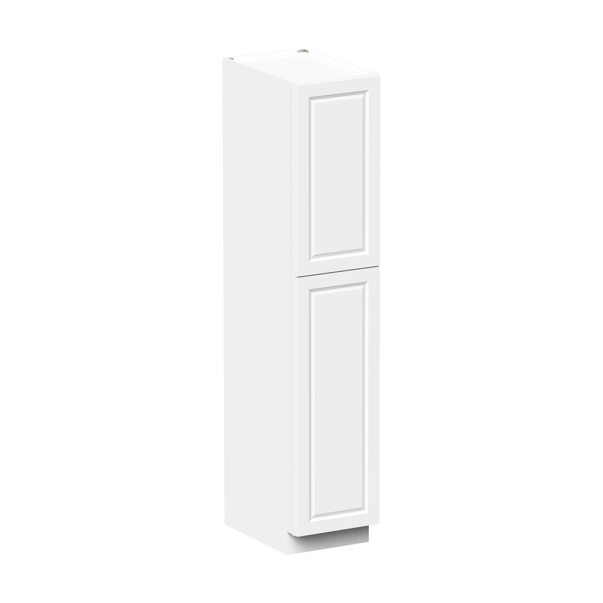 Glacier White RTA 18"W x 27"D x 84"/90"H Pantry Tall Cabinet With 2 Doors & 4 Shelves