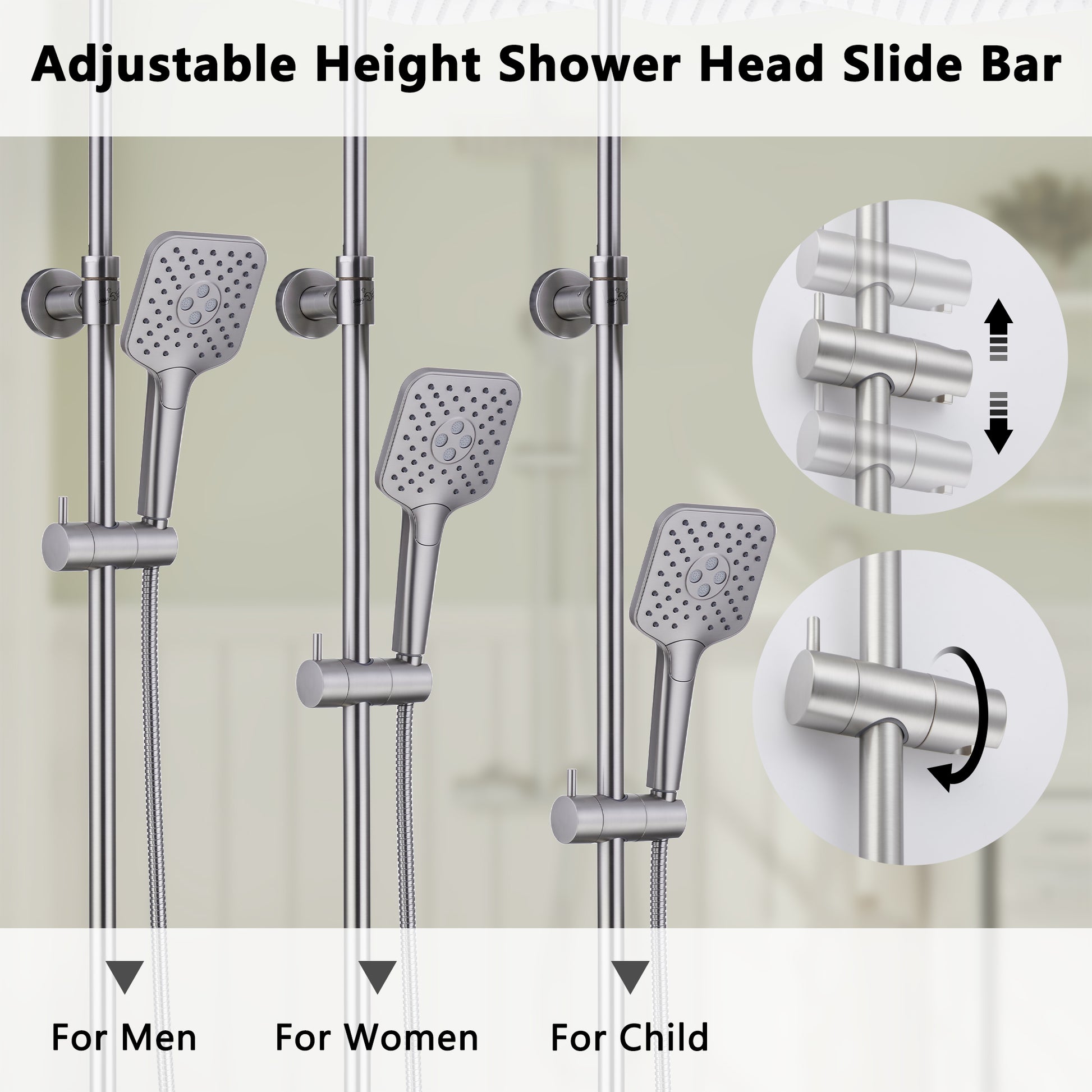 9.8" Thermostatic Rain Shower Faucet with Tub Spout in Brushed Nickel