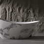 74" Sculptural Freestanding Solid Surface Bathtub with Artistic Ink-Wash Finish