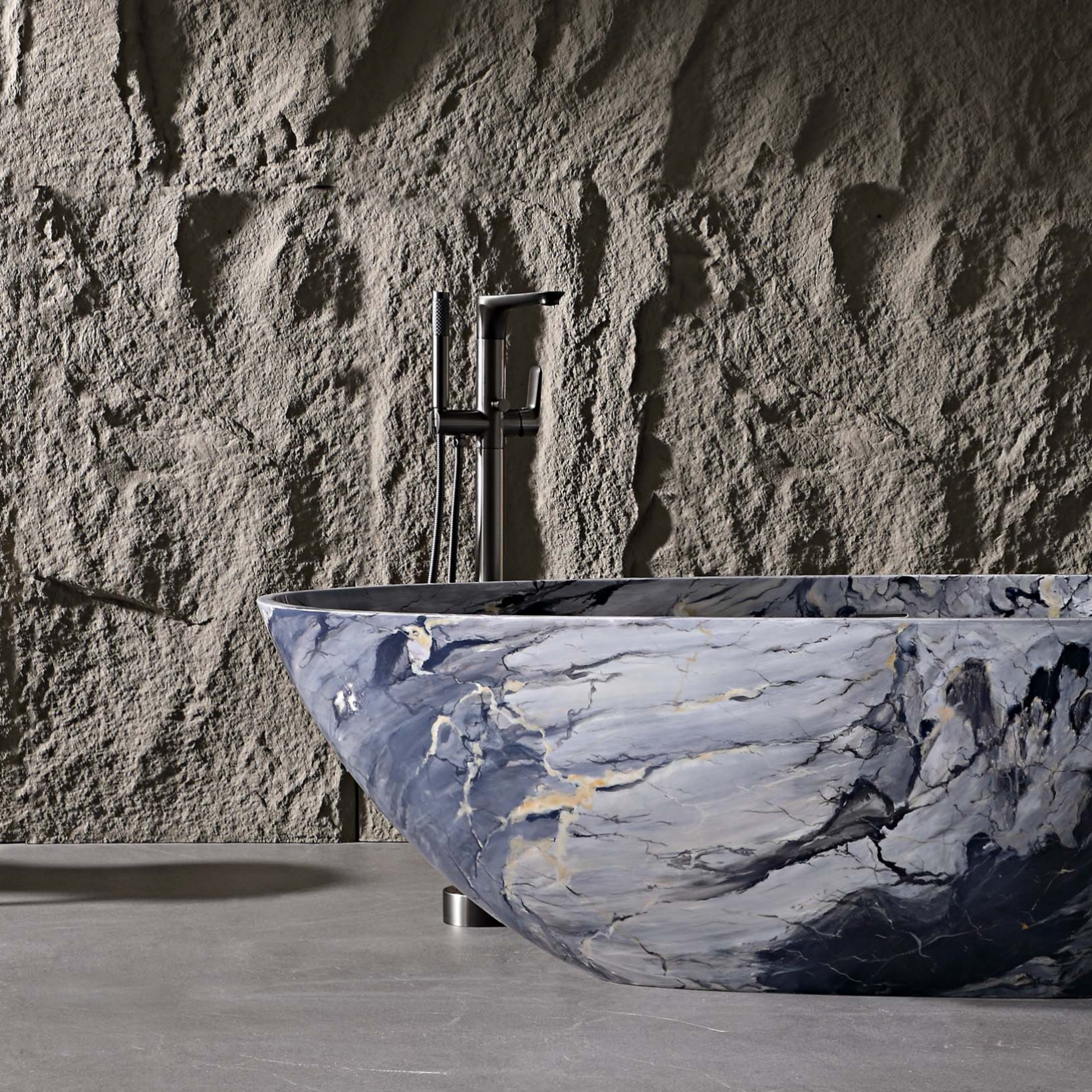 59" Egg-Shaped Solid Surface Freestanding Bathtub with Spa-Like Comfort