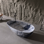 59" Egg-Shaped Solid Surface Freestanding Bathtub with Spa-Like Comfort