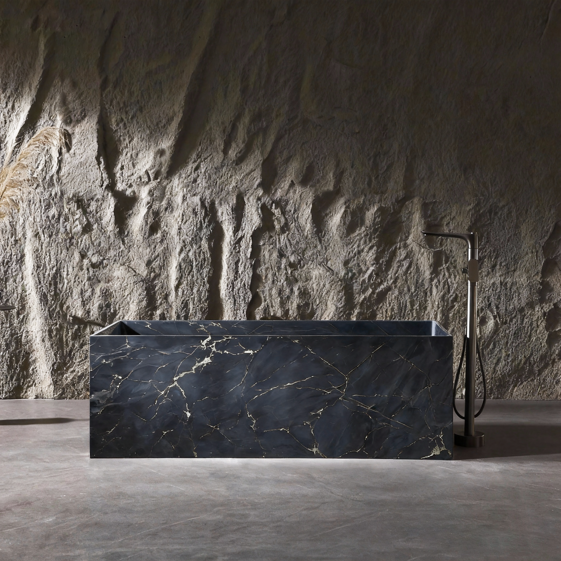 67" Rectangular Solid Surface Freestanding Bathtub with Square Silhouette