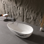 59" Egg-Shaped Solid Surface Freestanding Bathtub with Spa-Like Comfort
