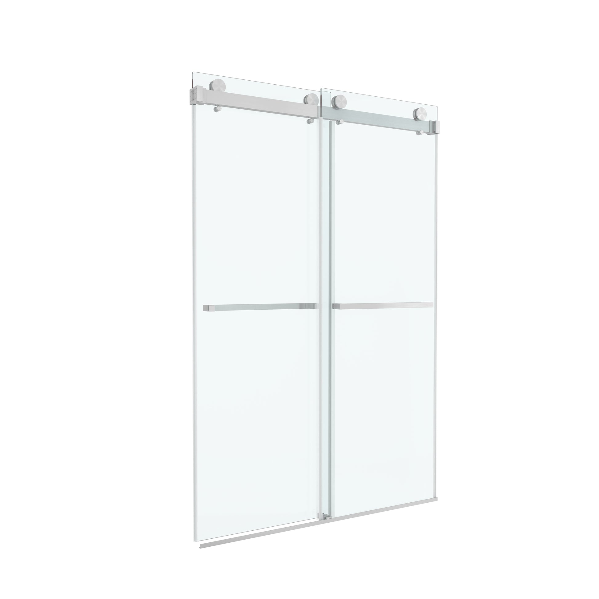 48"x76" Frameless Sliding Shower Door with Soft Close and Clear Tempered Glass