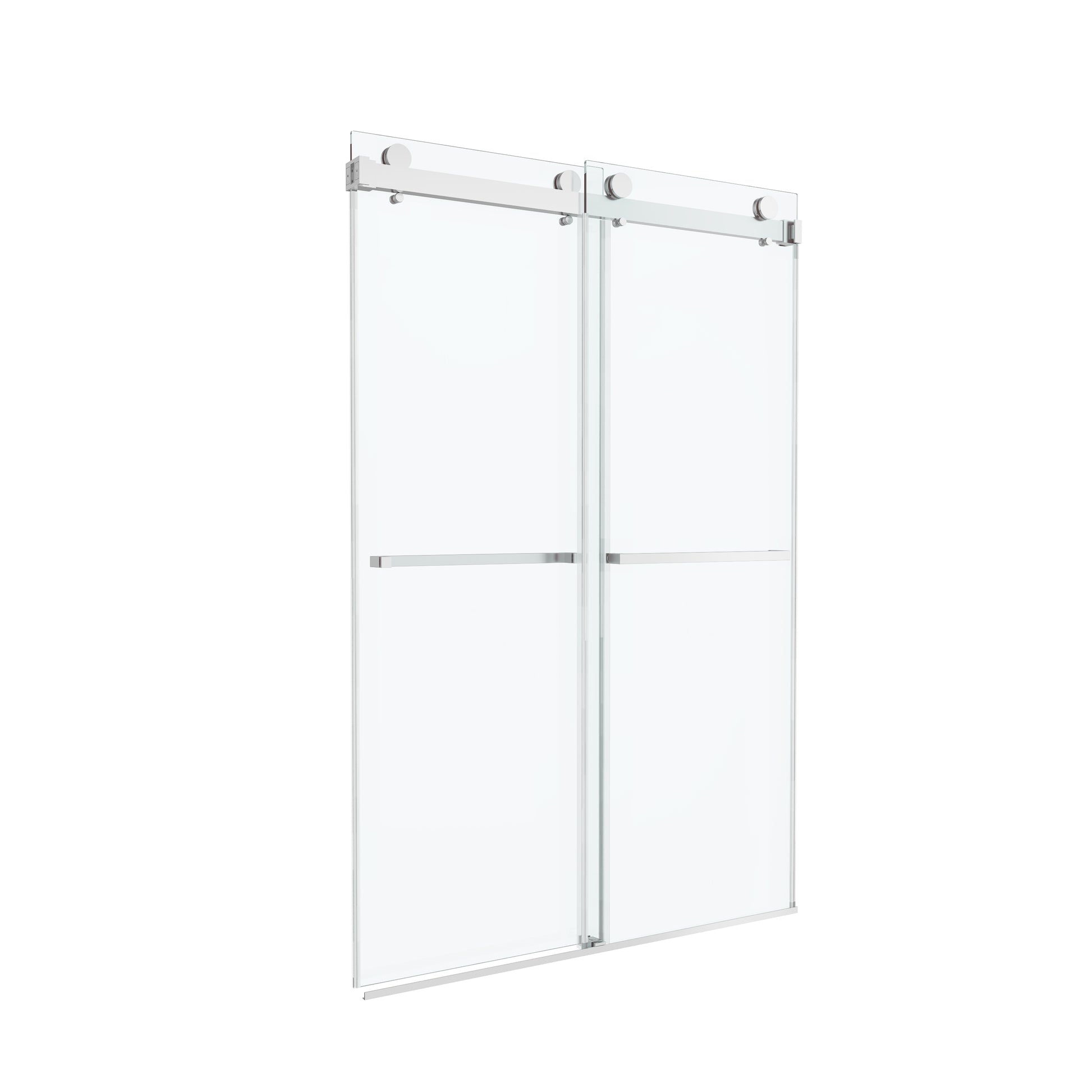 48"x76" Frameless Sliding Shower Door with Soft Close and Clear Tempered Glass