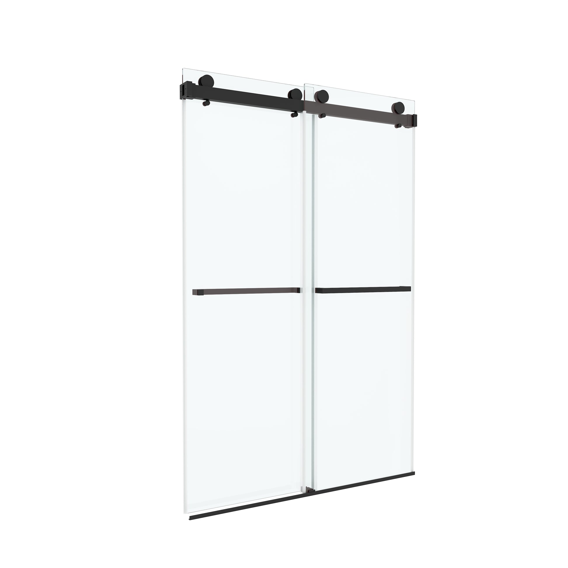 48"x76" Frameless Sliding Shower Door with Soft Close and Clear Tempered Glass