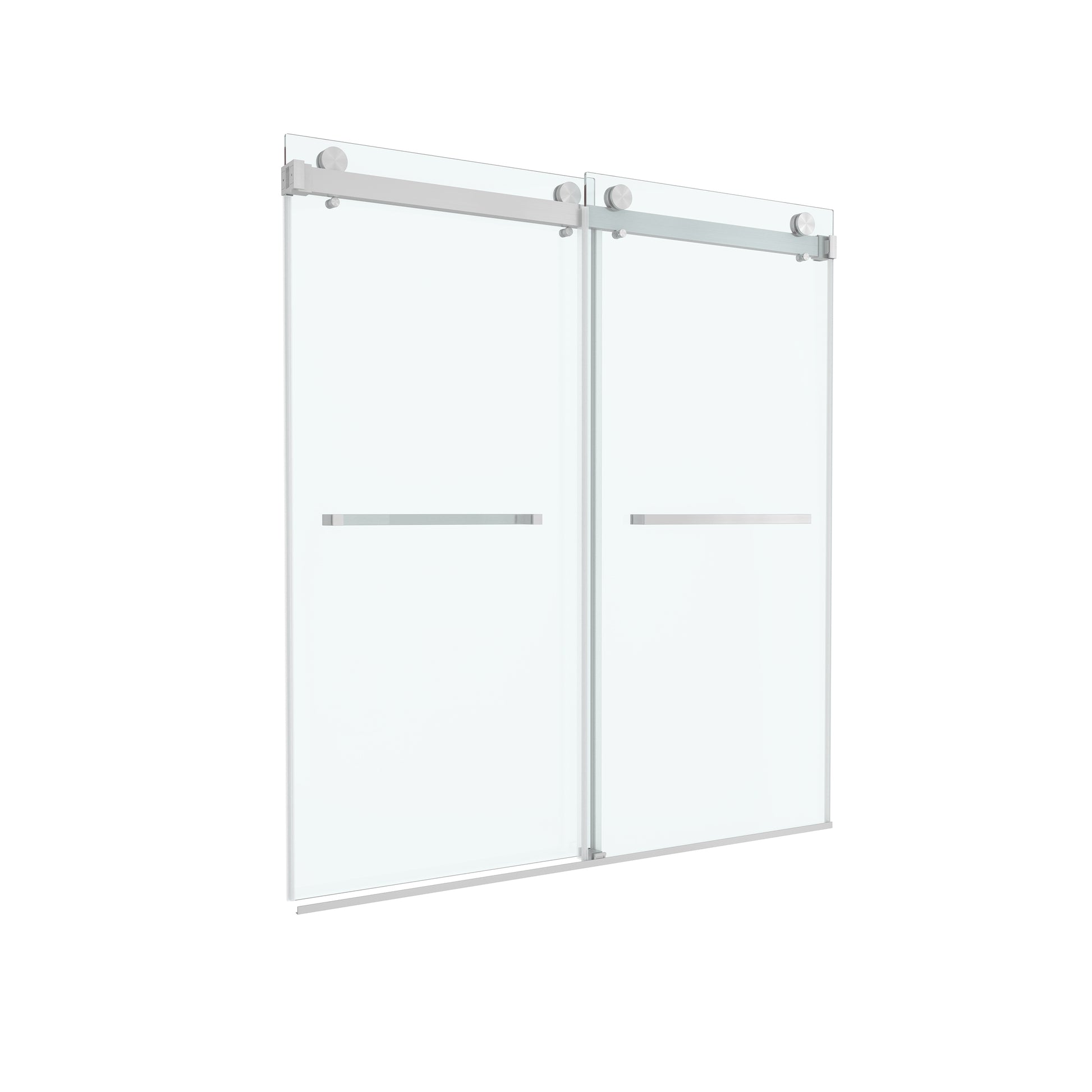 60"x66" Frameless Sliding Shower Door with Soft Close and Clear Tempered Glass