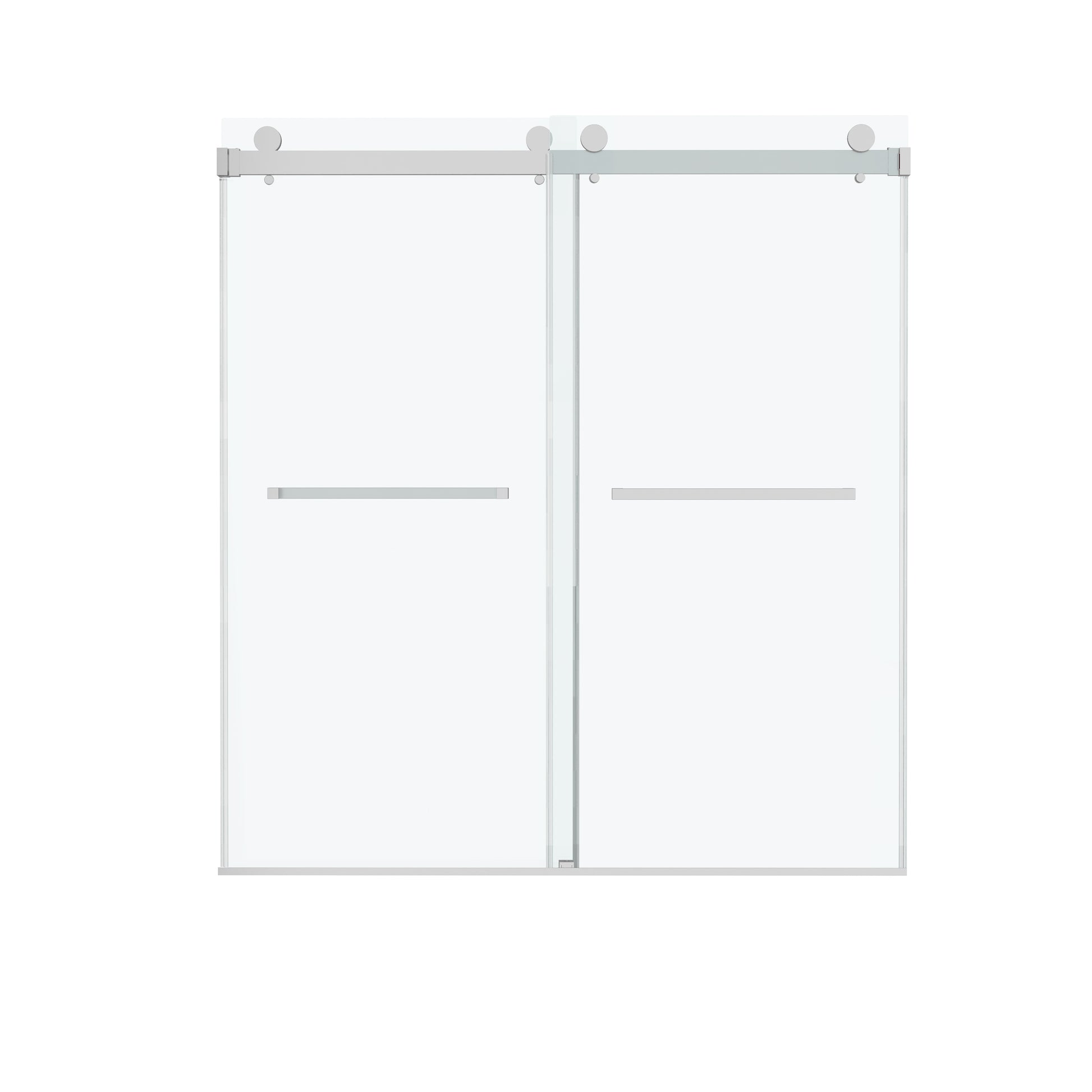 60"x66" Frameless Sliding Shower Door with Soft Close and Clear Tempered Glass