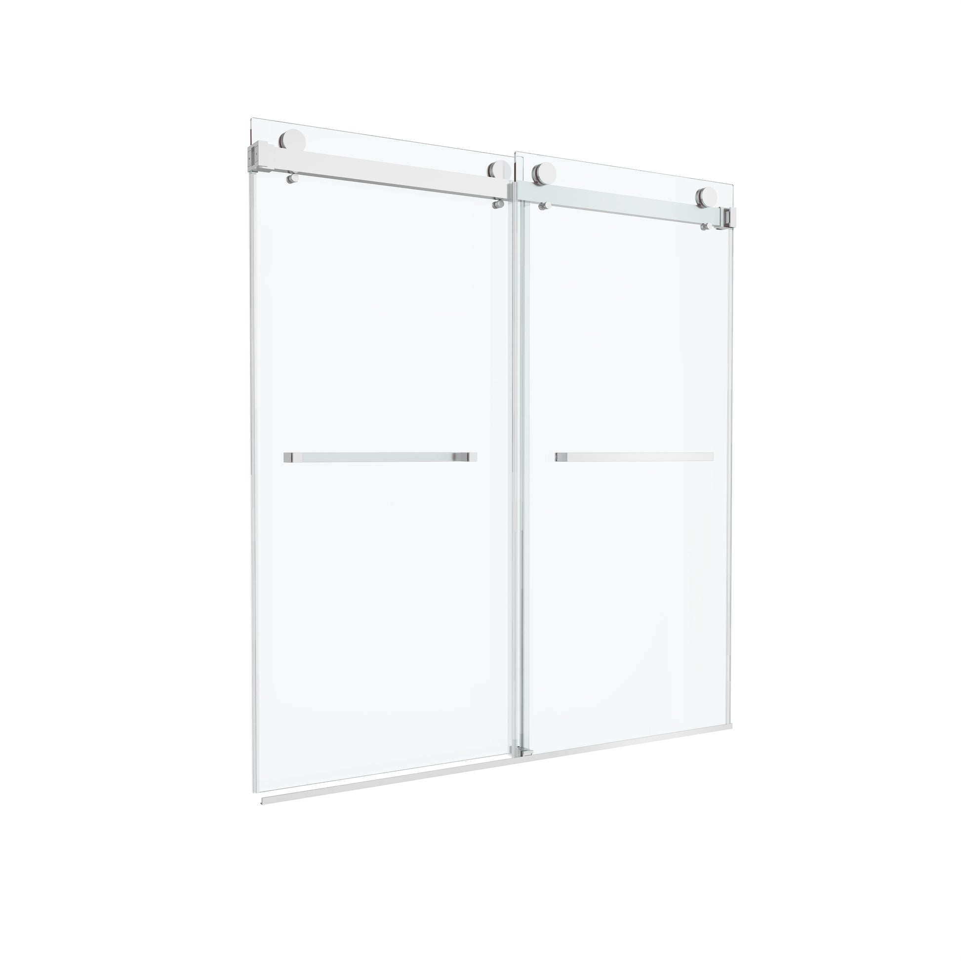 60"x66" Frameless Sliding Shower Door with Soft Close and Clear Tempered Glass