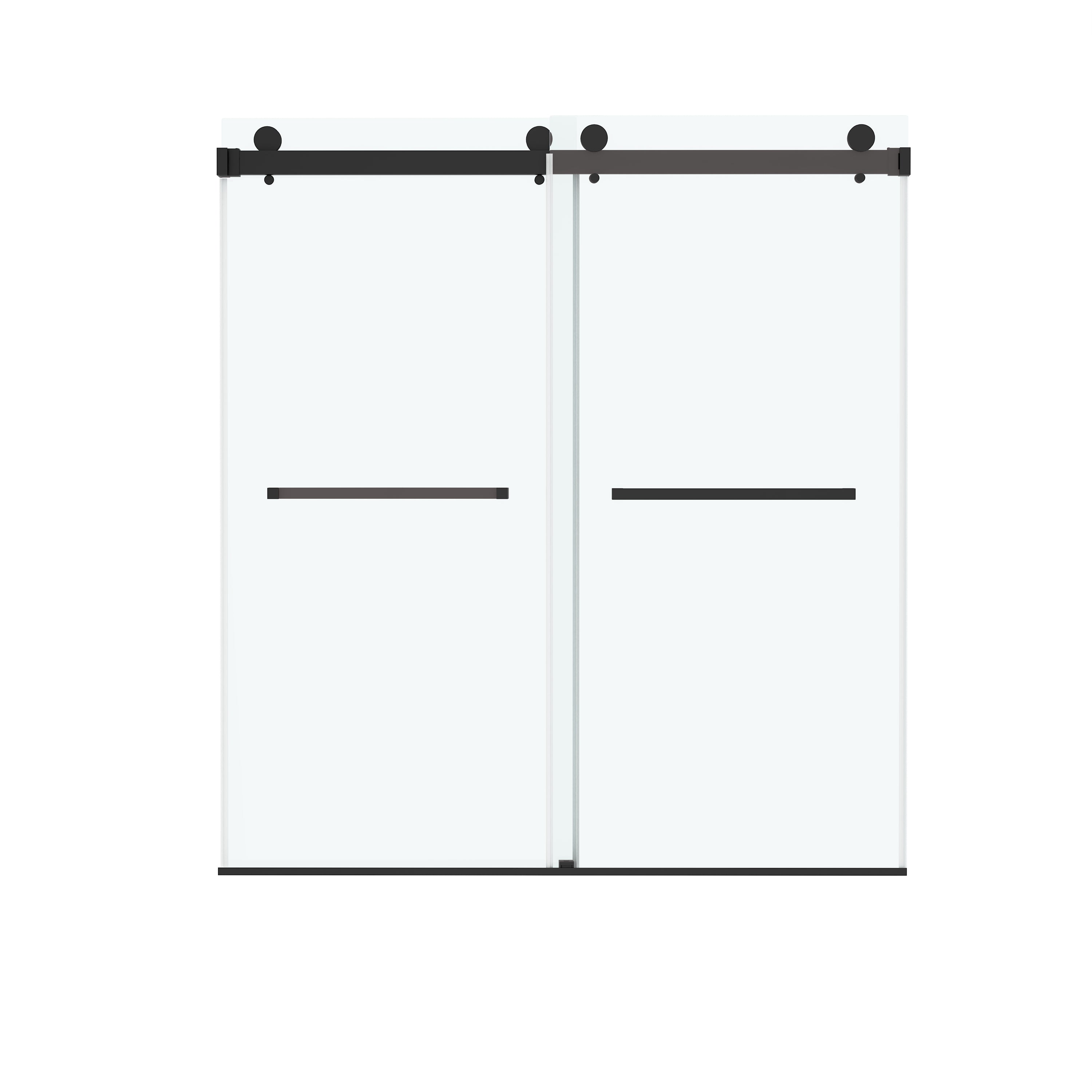 60"x66" Frameless Sliding Shower Door with Soft Close and Clear Tempered Glass
