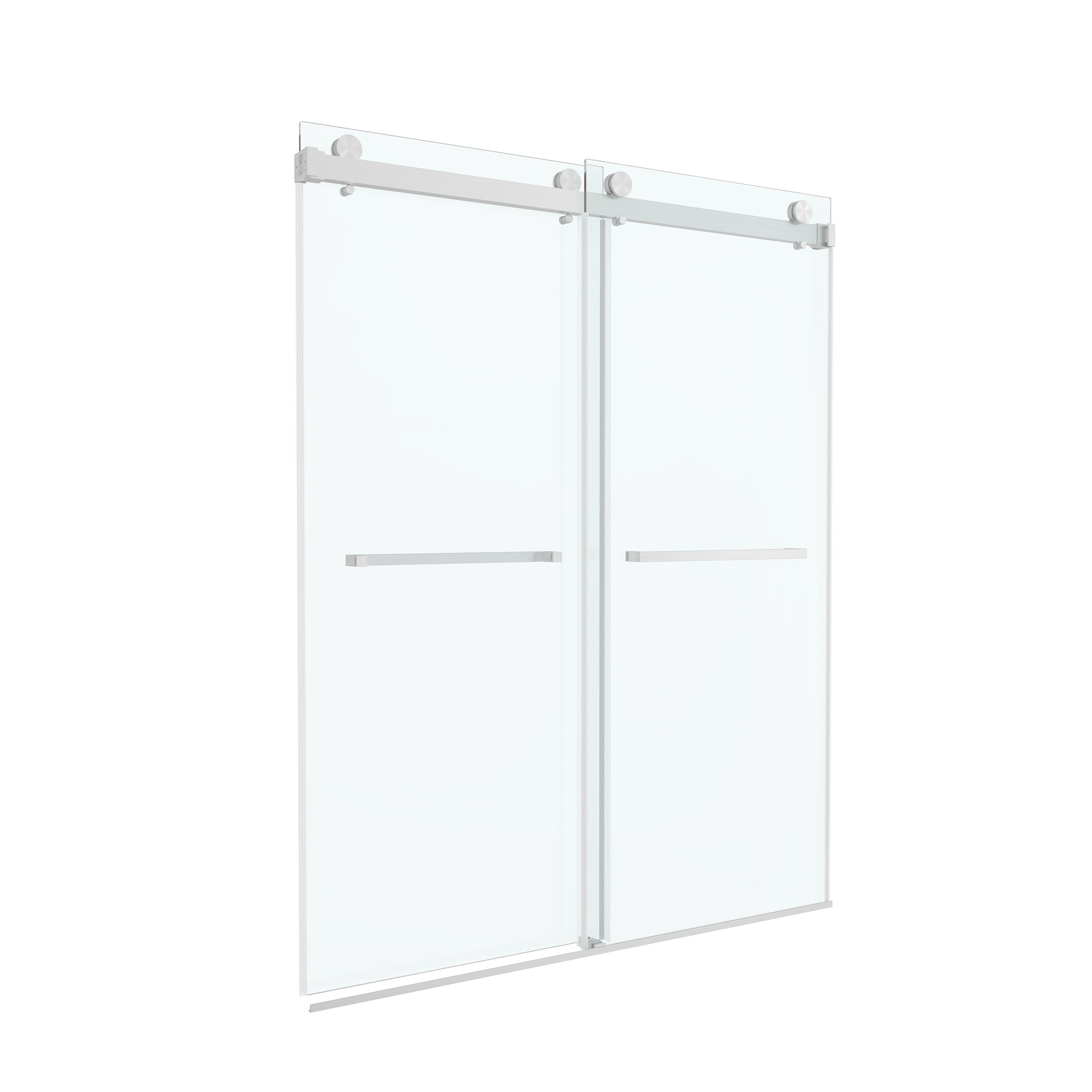 66"x76" Frameless Sliding Shower Door with Soft Close and Clear Tempered Glass